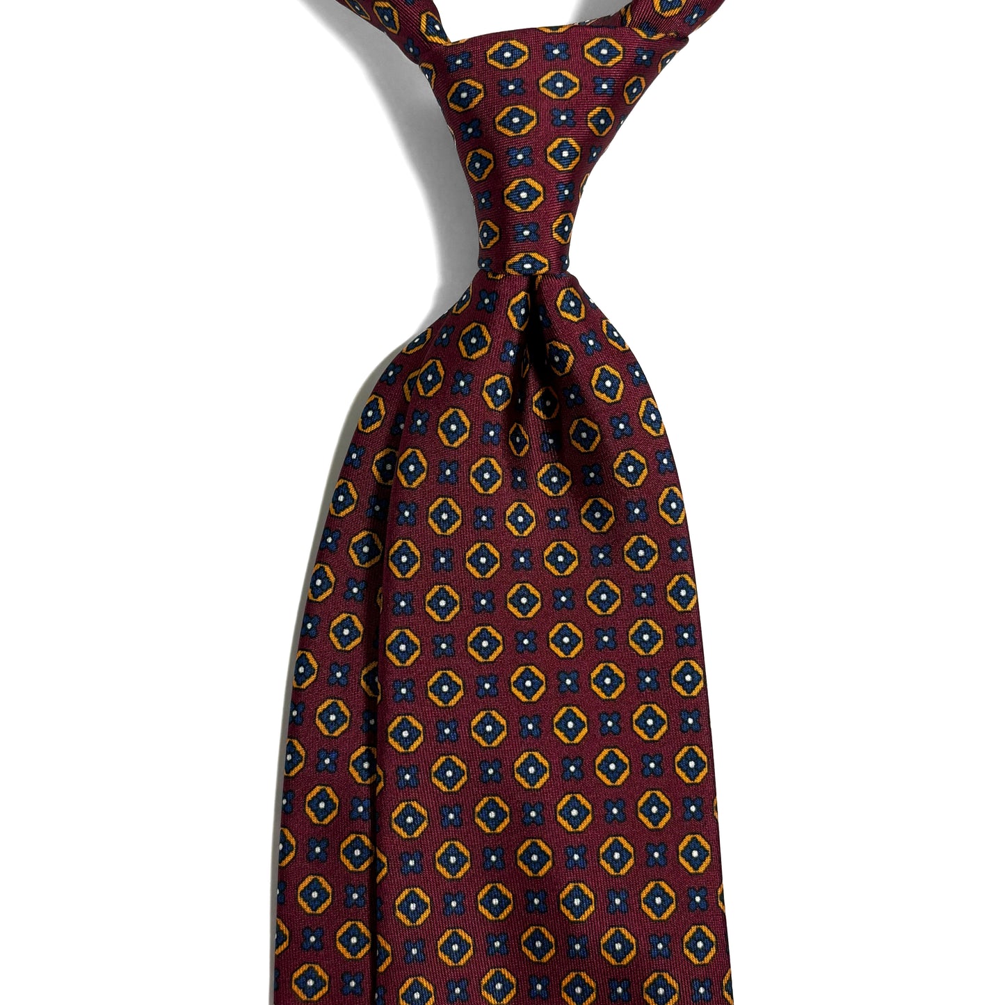 Burgundy Geometric Printed Silk Tie