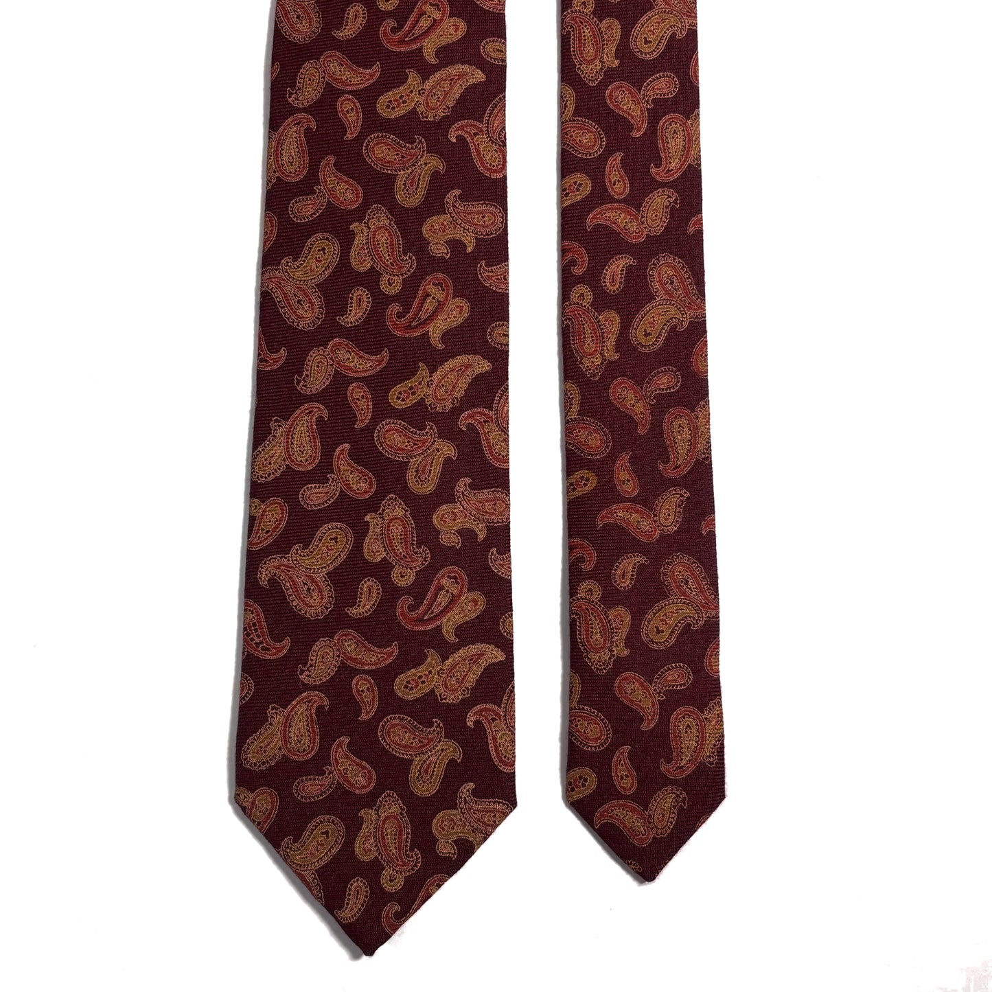 Burgundy & Gold Paisley Wool Challis Tie