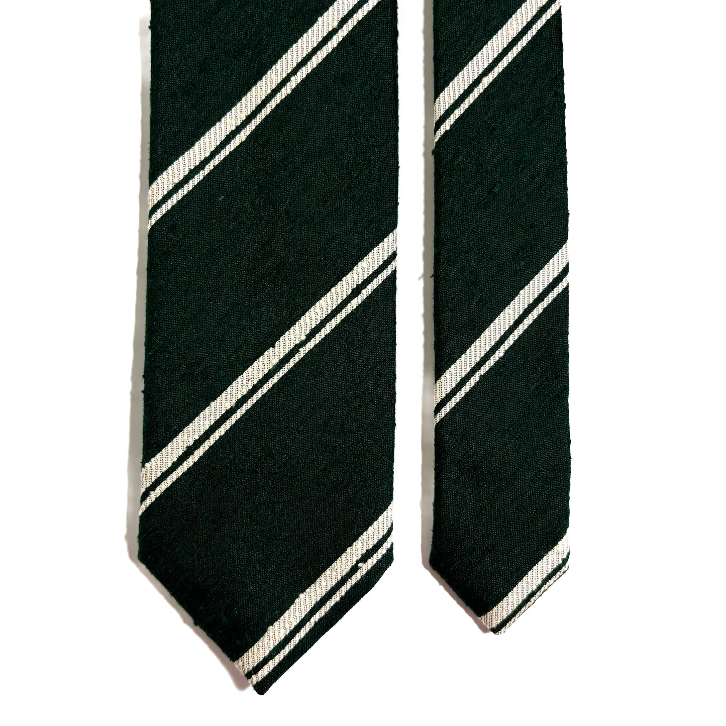 Green Striped Silk Shantung Tie