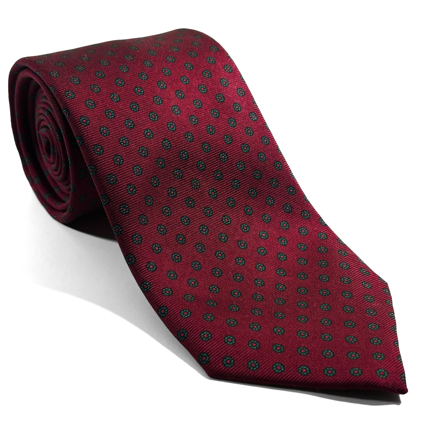 Hand-Printed Burgundy Floral Silk Tie