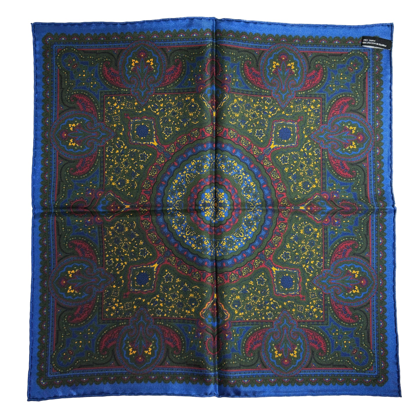Forest Green Floral Medallion Silk Pocket Square
