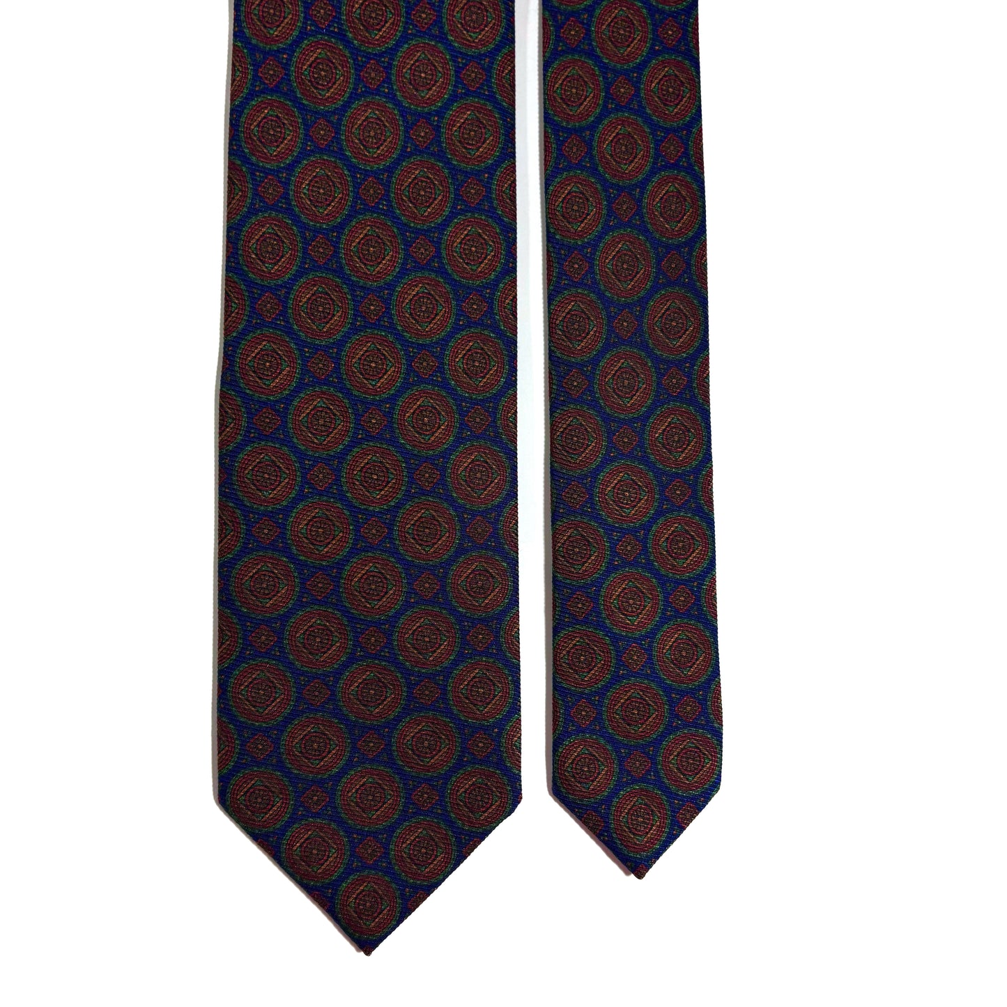 Blue Medallion Italian Madder Silk Tie