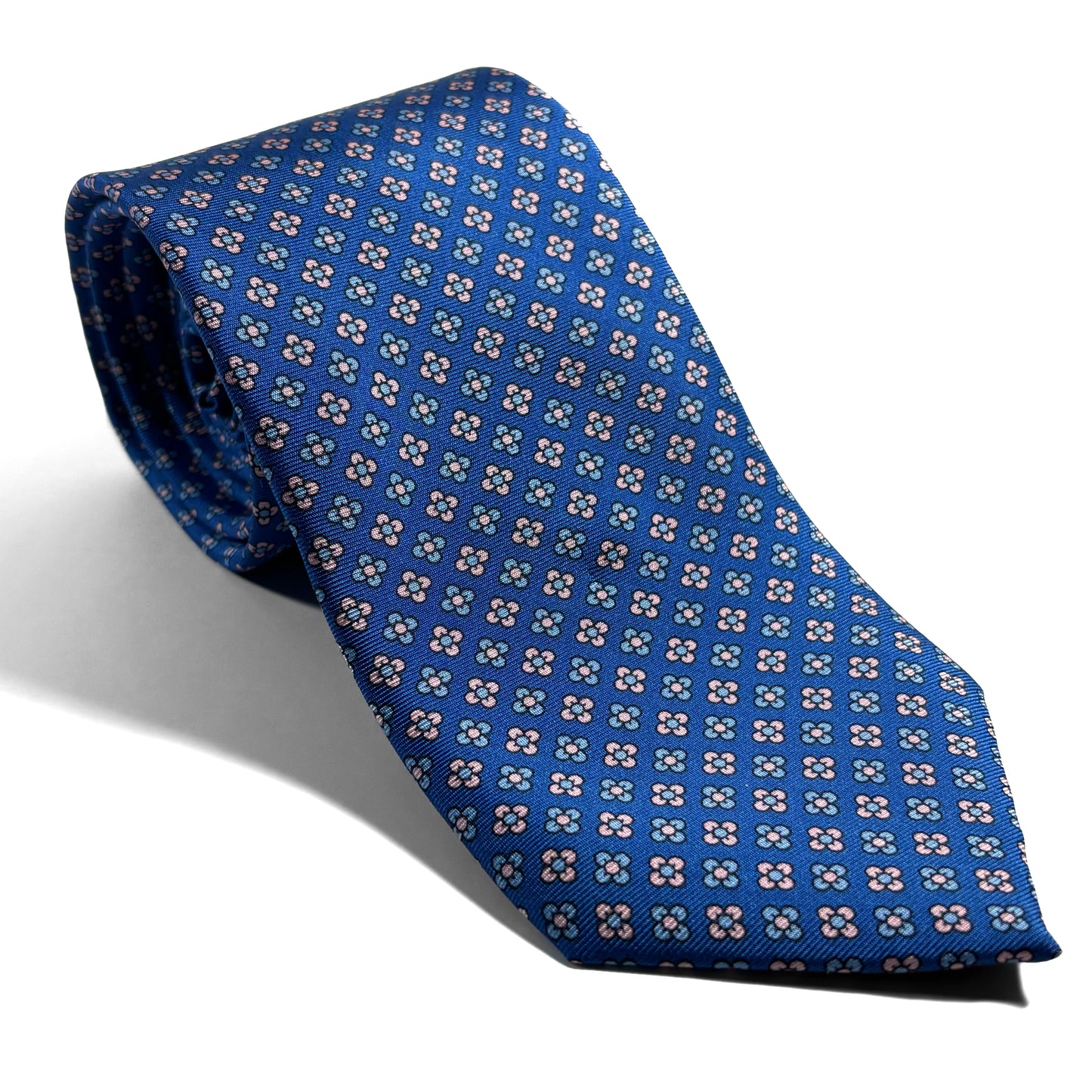 Blue Small Floral Silk Tie