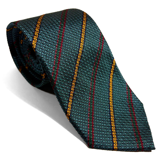 Sea Green Striped Silk Grenadine Tie (English Weave)