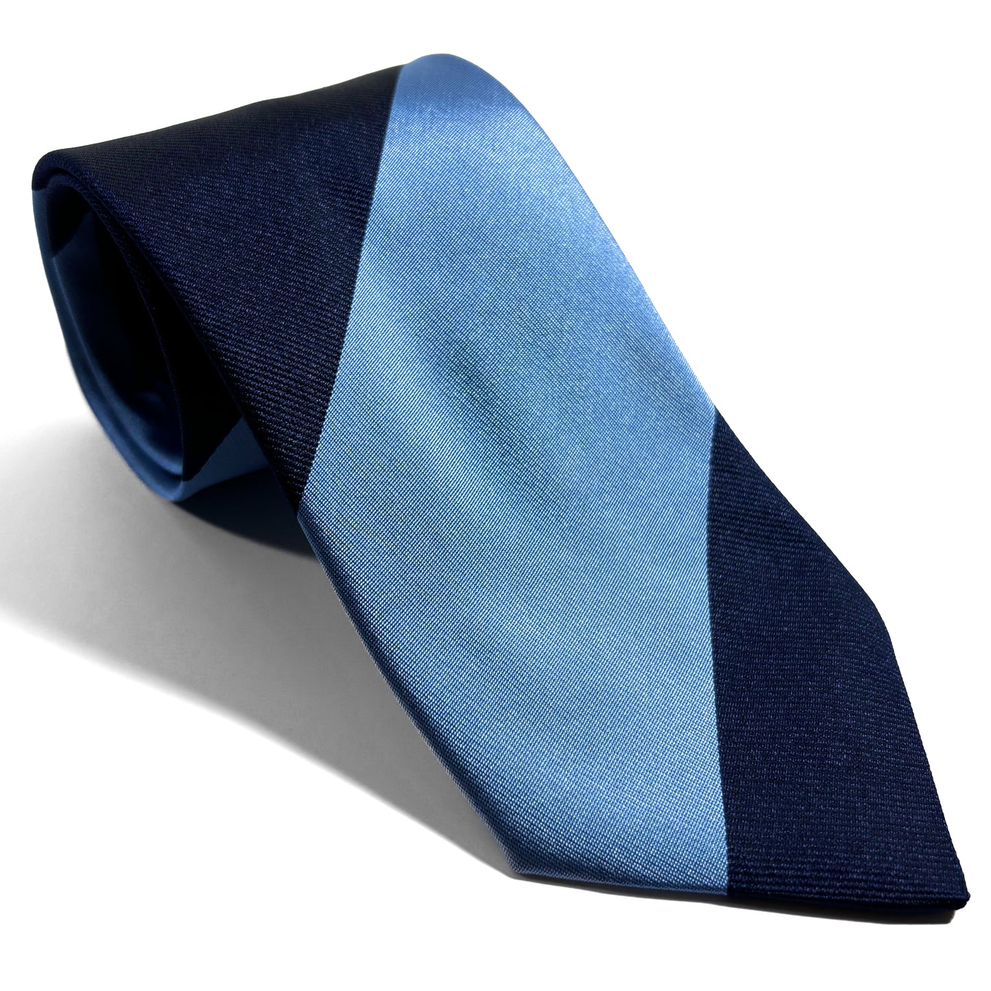 Navy & Light Blue Block Striped Silk Repp Tie