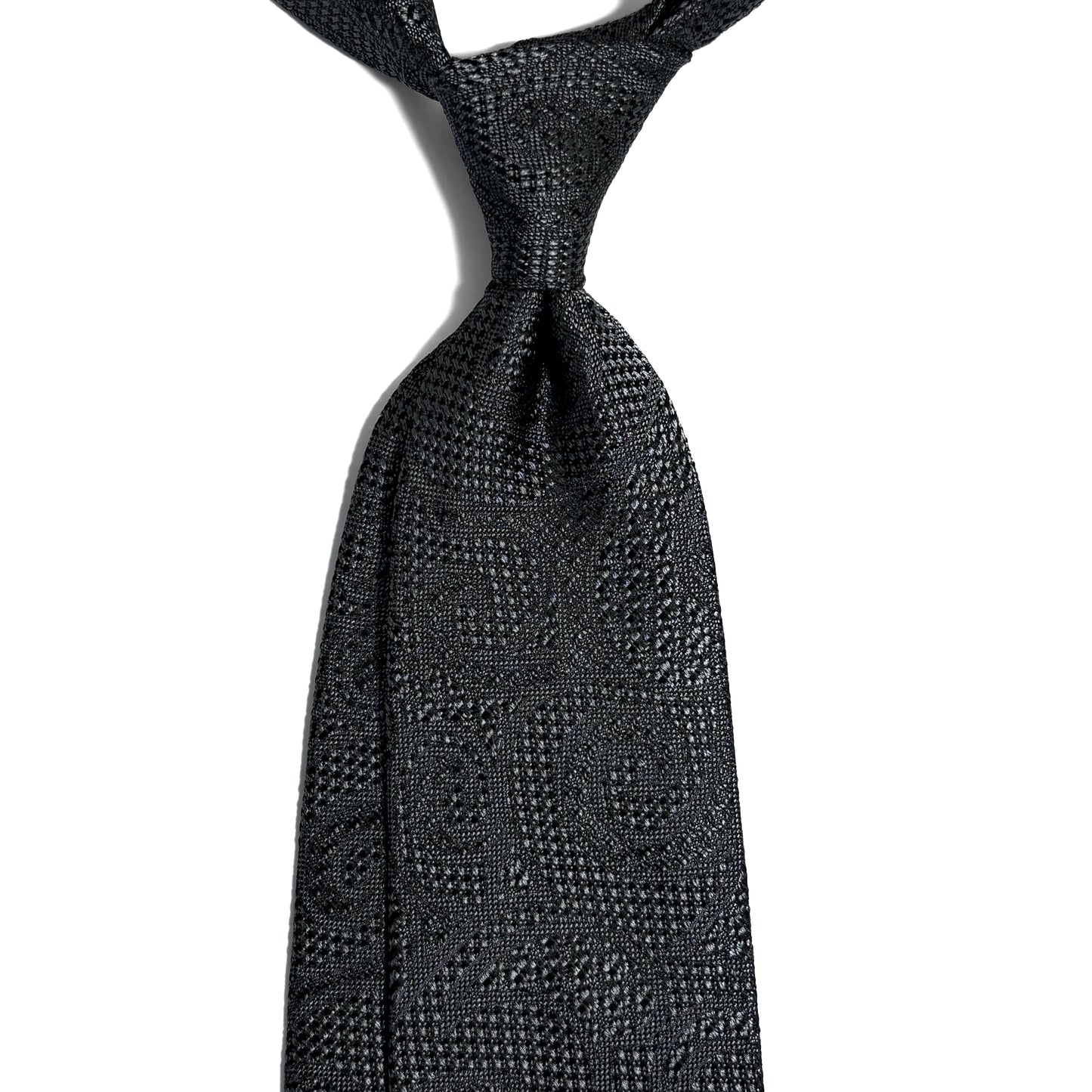 PHOENIX Charcoal Gray / Silver Paisley Silk Grenadine Jacquard Tie