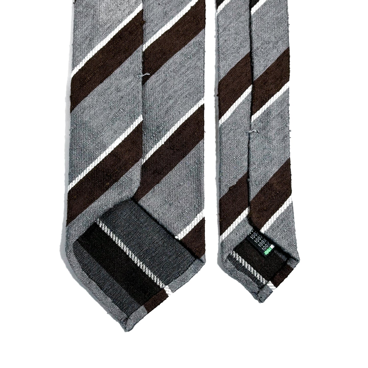 Untipped Gray / Brown Striped Silk Shantung Tie