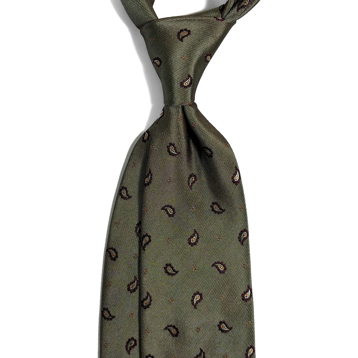 Olive Green Small Paisley Silk Jacquard Tie