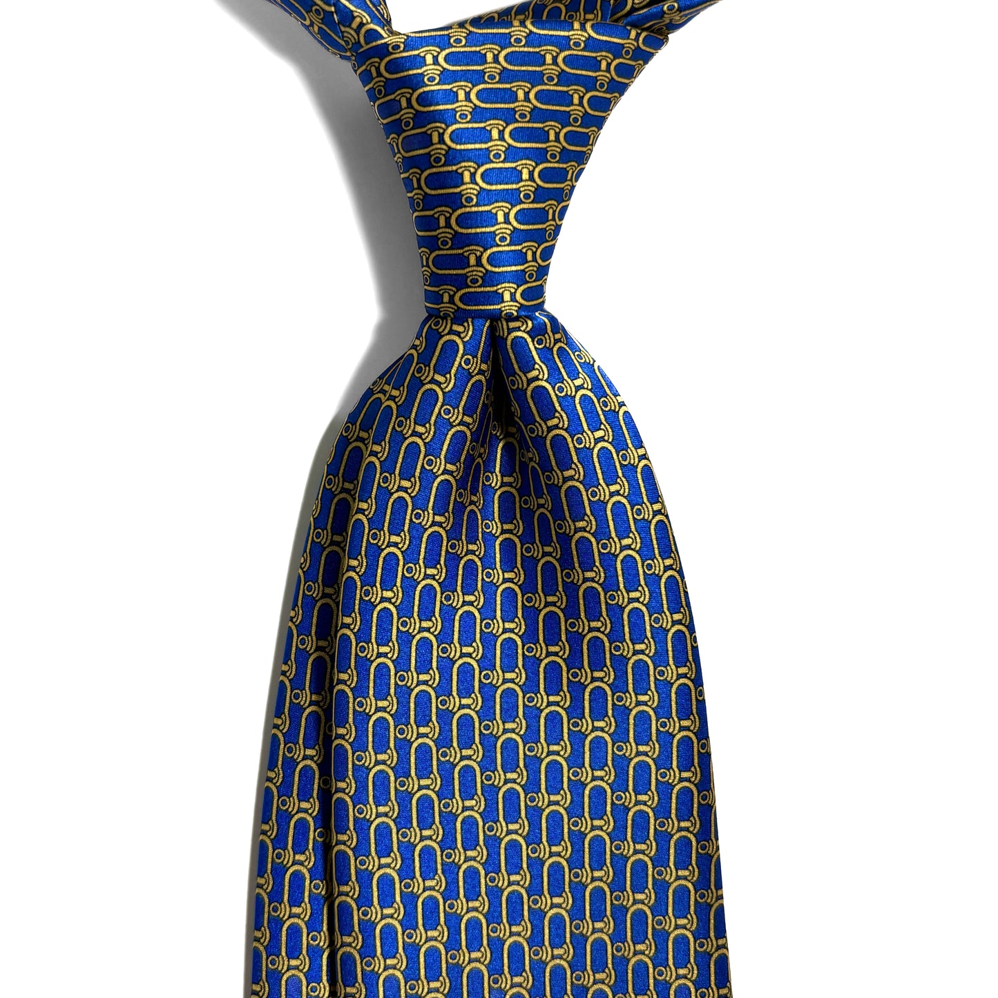 Royal Blue & Gold Bridle Motif Silk Satin Tie