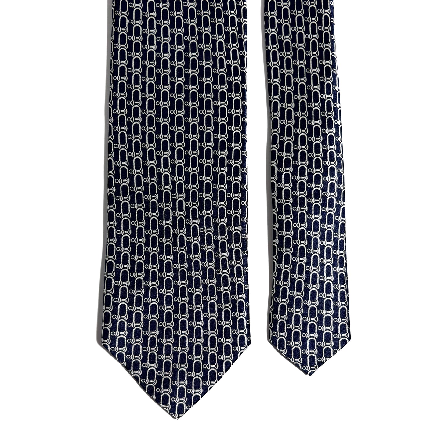 Navy Blue Bridle Motif Silk Satin Tie