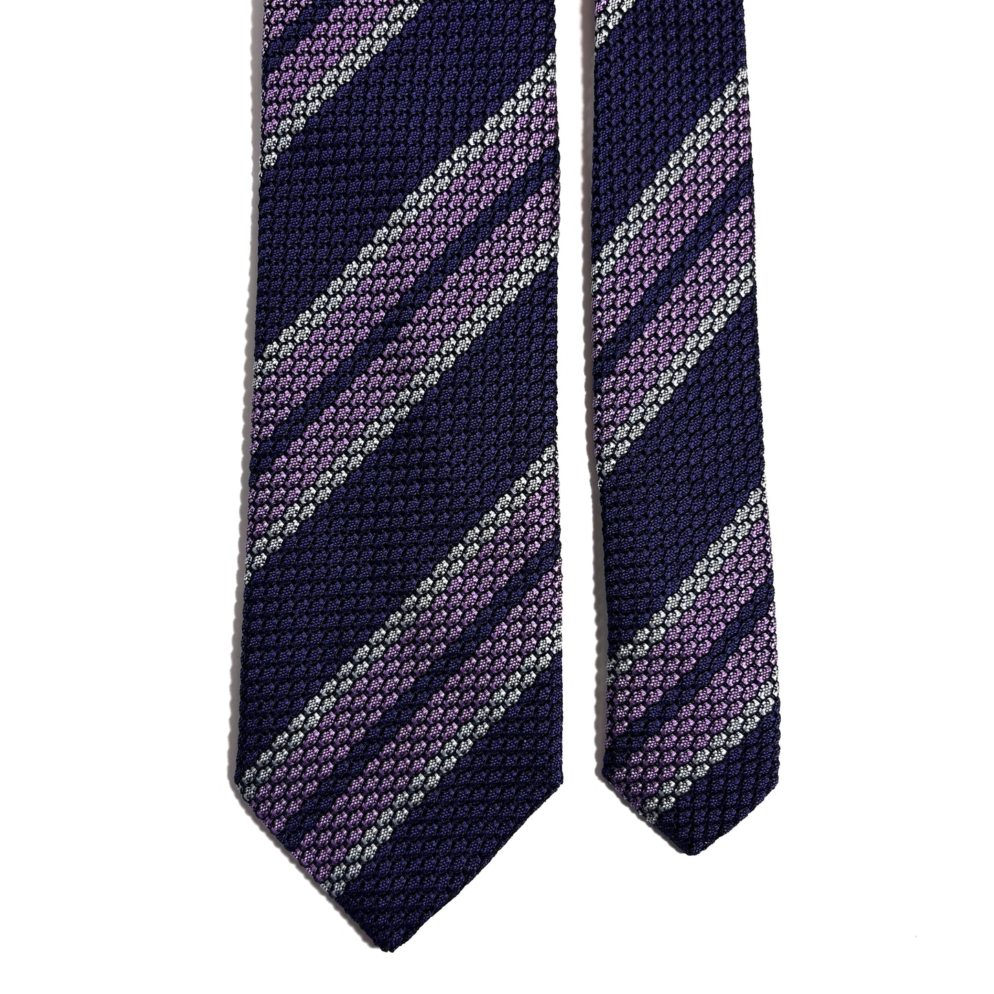 Purple & Lilac Striped Silk Grenadine Tie (Garza Grossa)