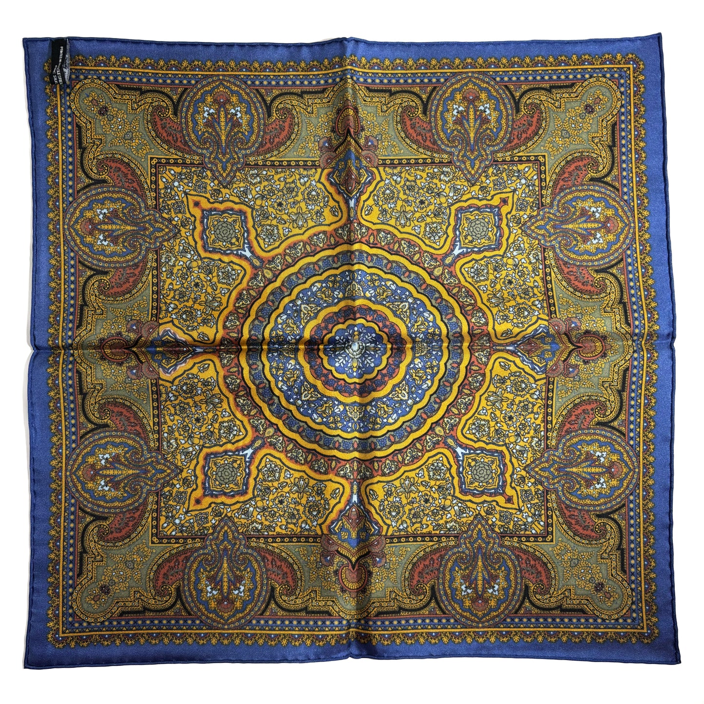Gold Floral Medallion Silk Pocket Square