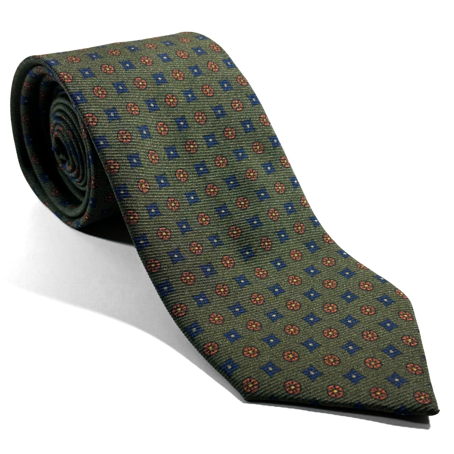 Fern Green Floral Italian Madder Silk Tie
