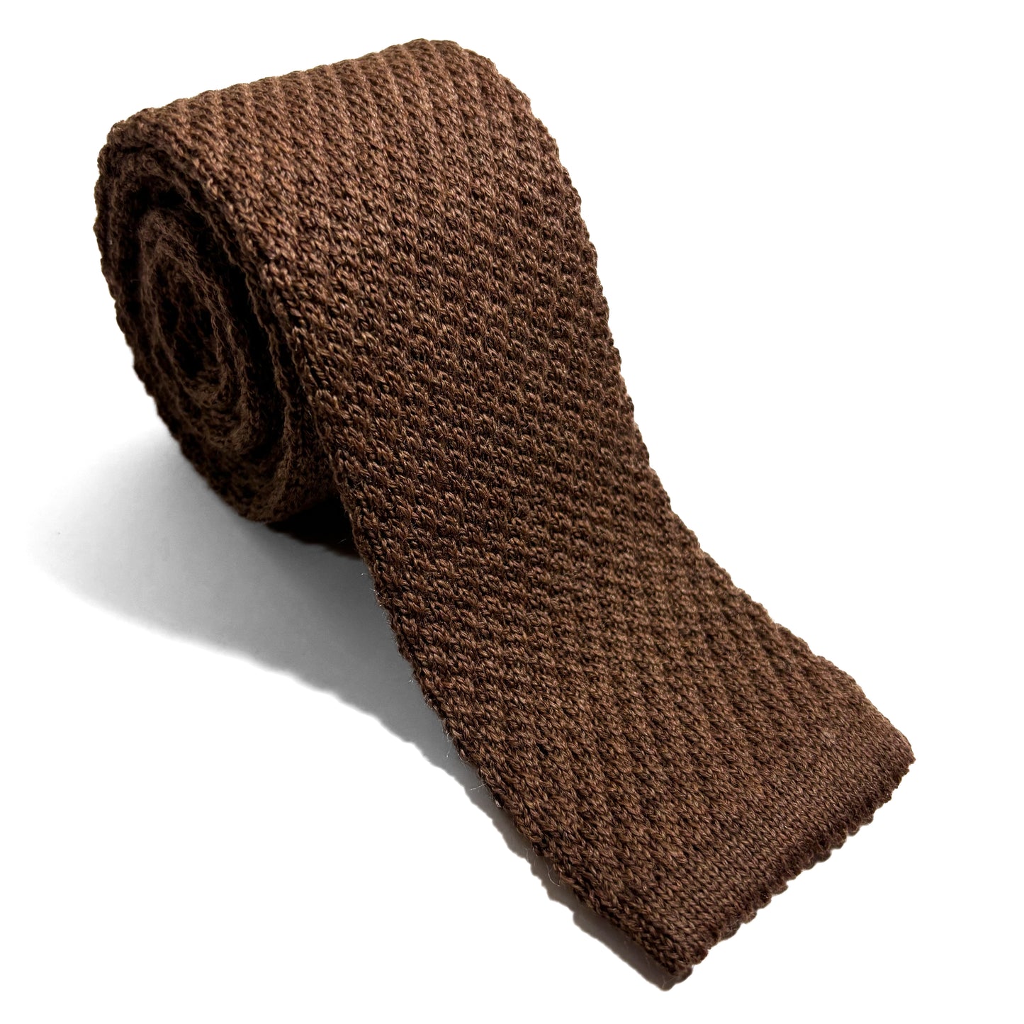 Large Knot Light Brown Wool Knitted Tie