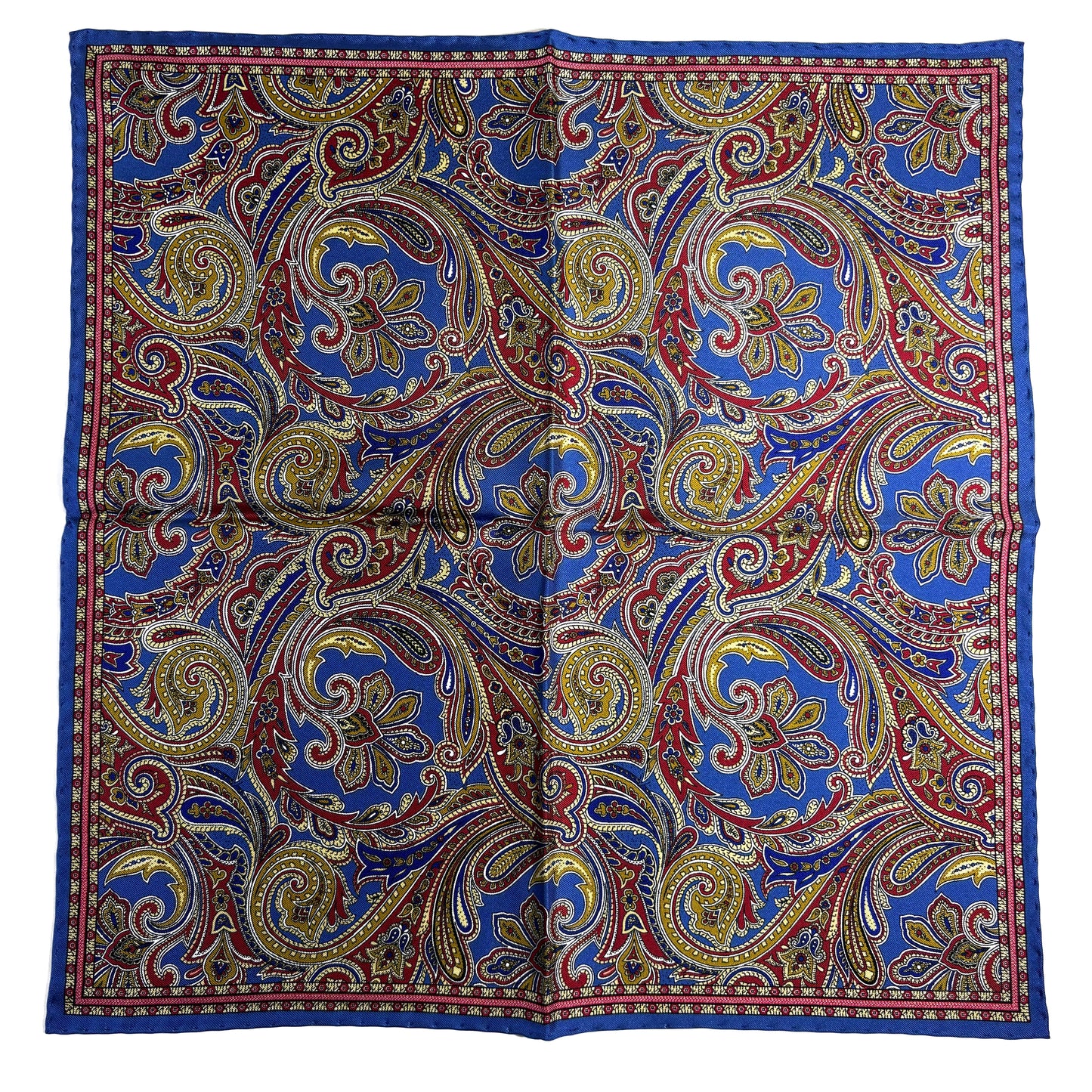 Blue Paisley Silk Pocket Square