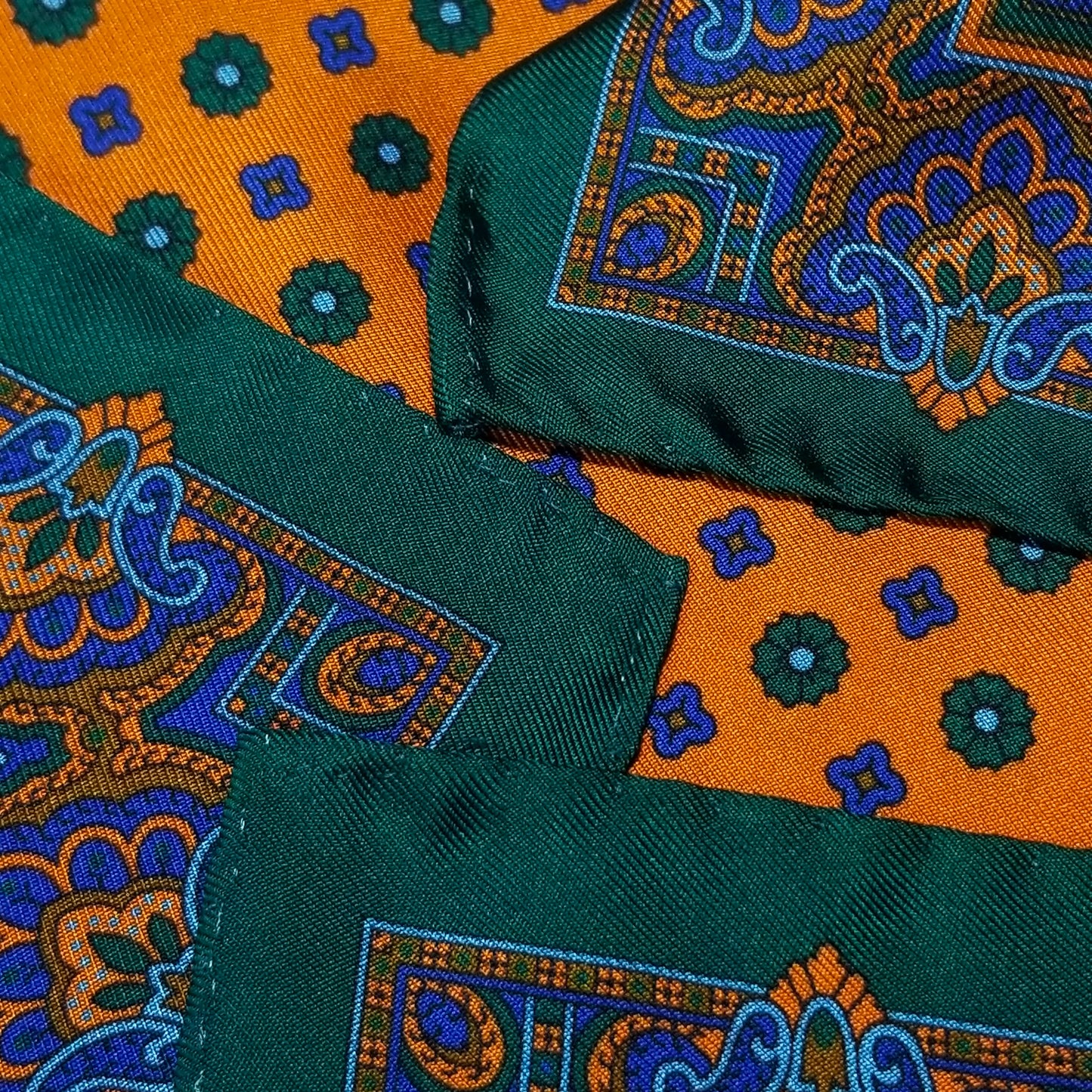 17" Orange Floral Silk Twill Pocket Square