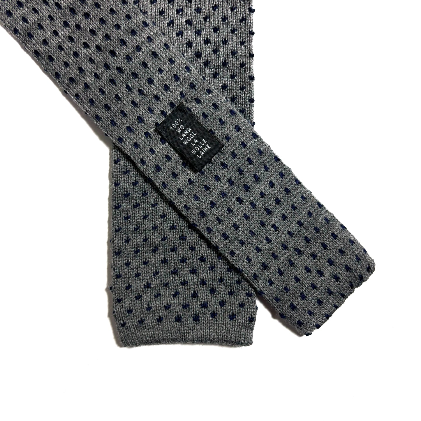 Gray Polka-Dot Wool Knitted Tie