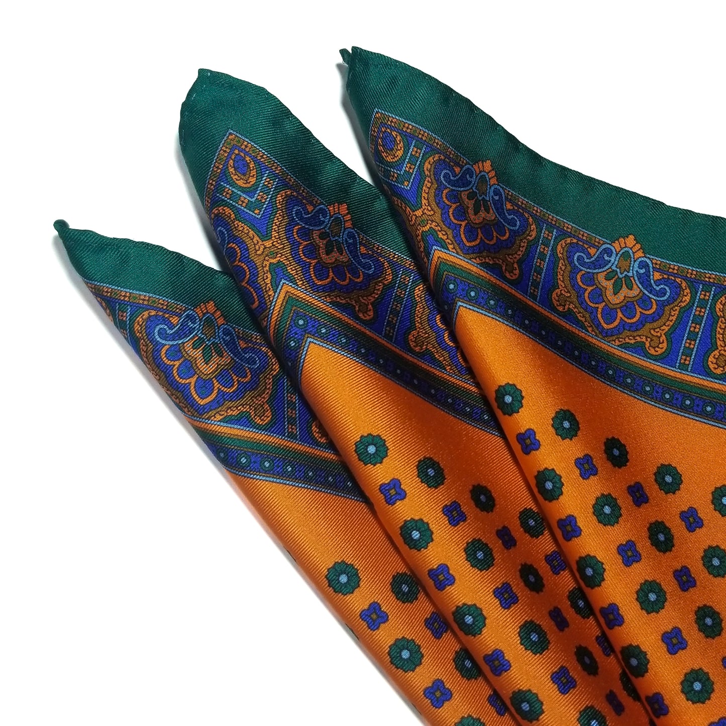 17" Orange Floral Silk Twill Pocket Square
