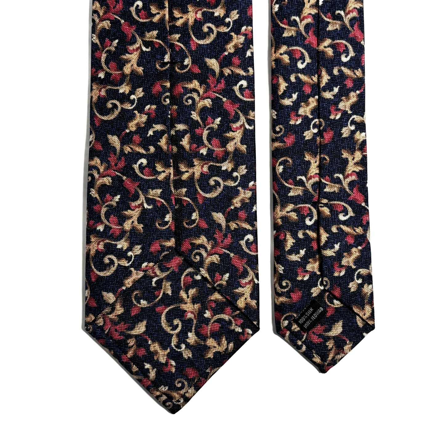 Navy Blue Floral Motif Printed Panama Silk Tie