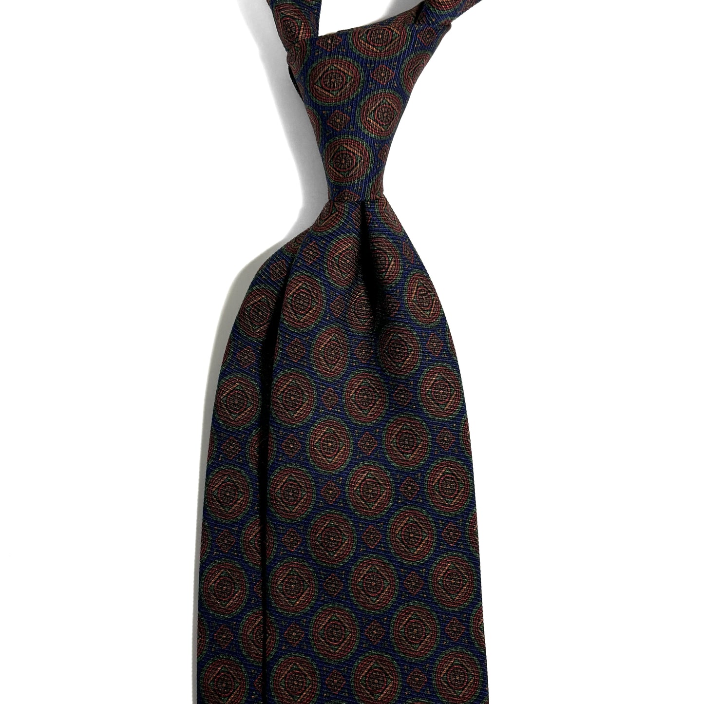Blue Medallion Italian Madder Silk Tie