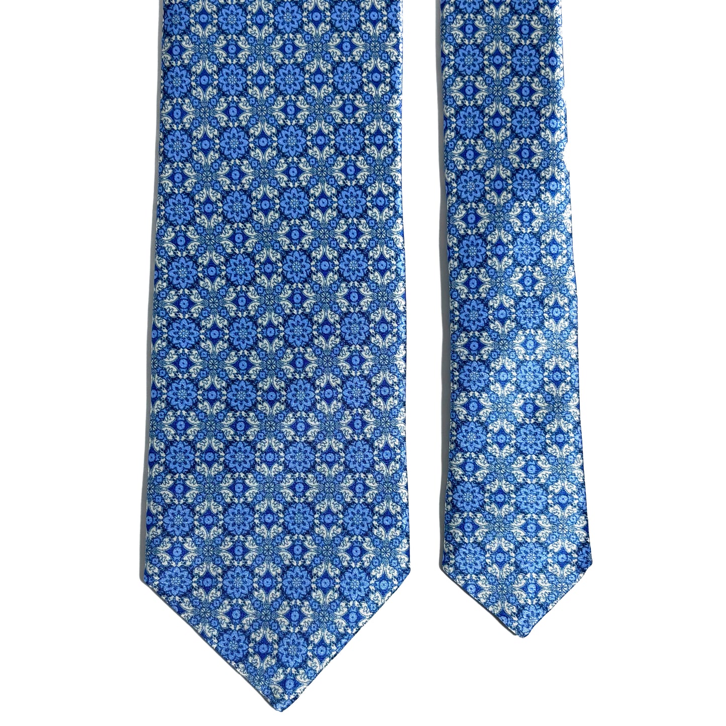 Light Blue Floral Silk Satin Tie
