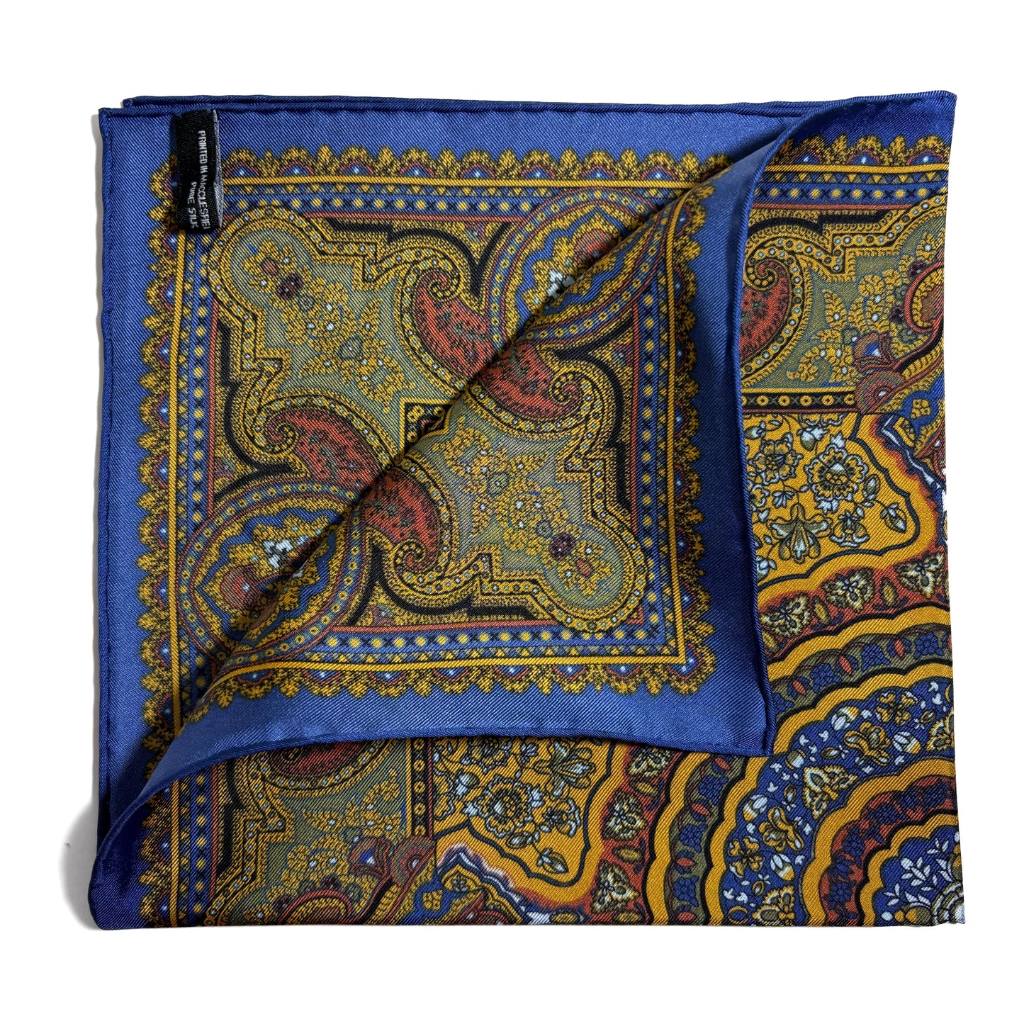 Gold Floral Medallion Silk Pocket Square