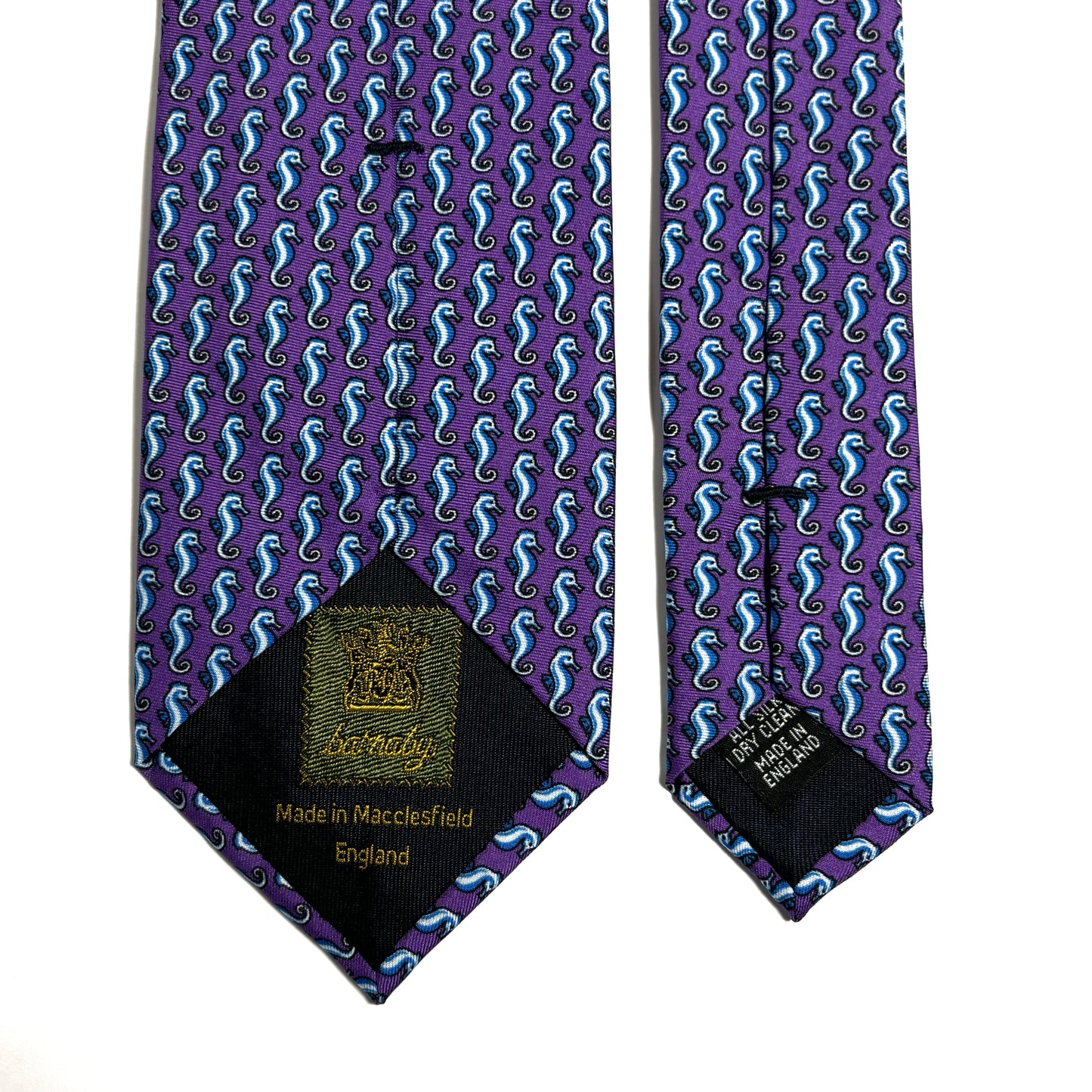 Purple Seahorse Motif Silk Tie