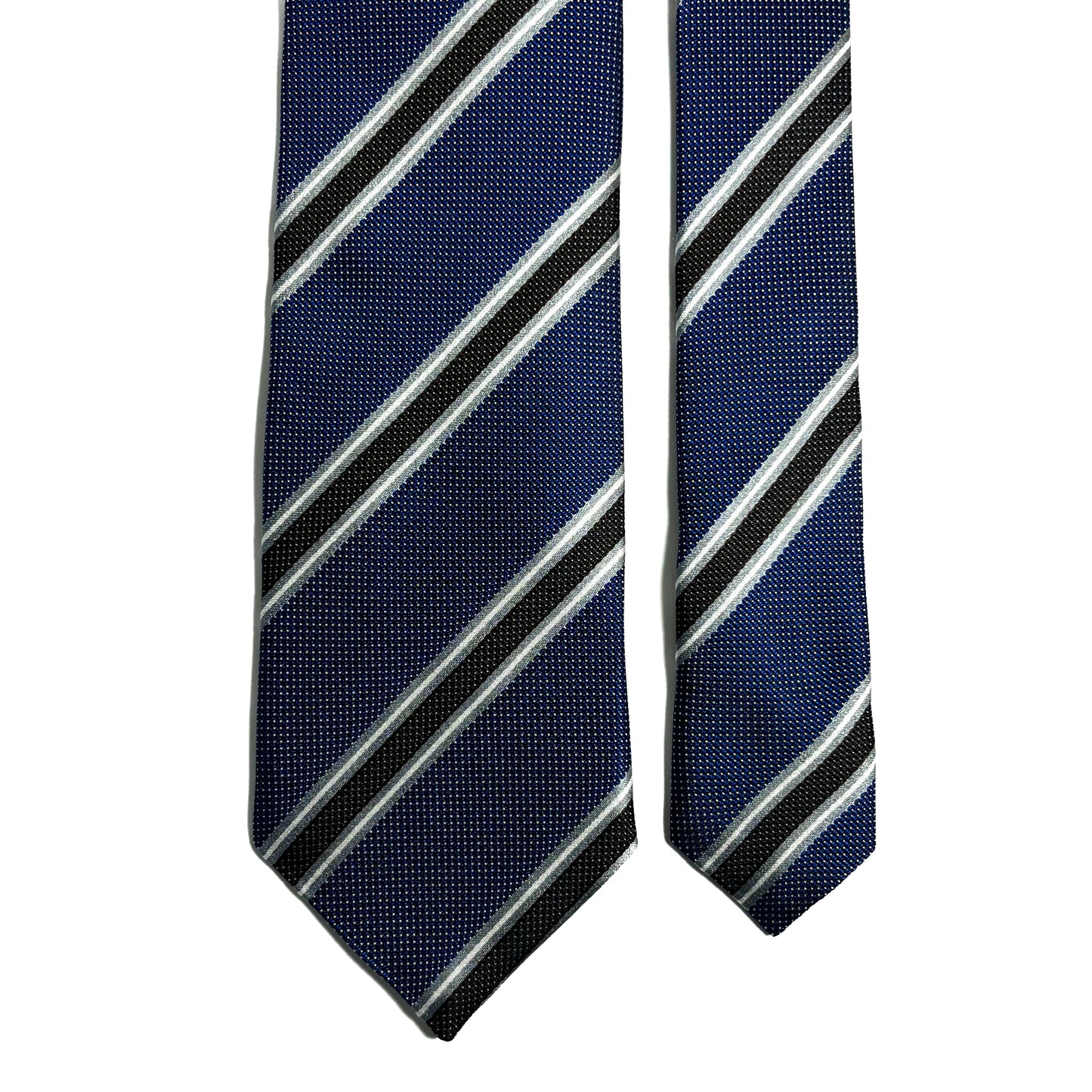 Navy Blue Striped Dot Silk Jacquard Tie