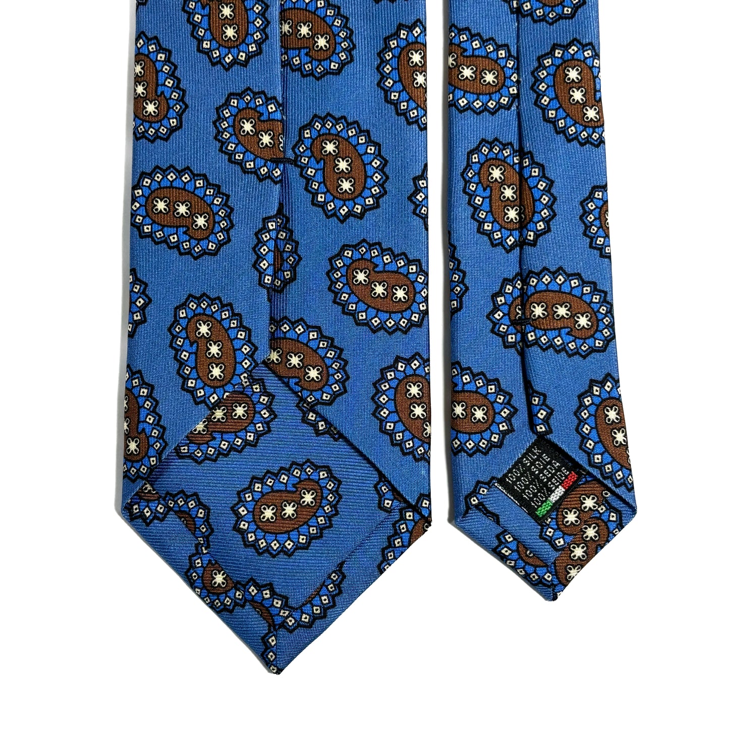 Light Blue Paisley Printed 36oz Silk Twill Tie