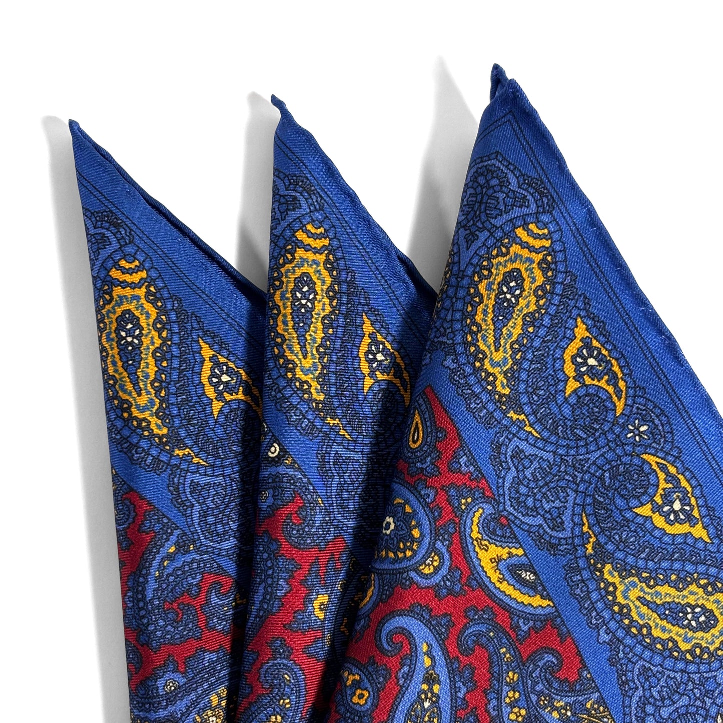 Burgundy & Blue Paisley Ancient Madder Silk Pocket Square