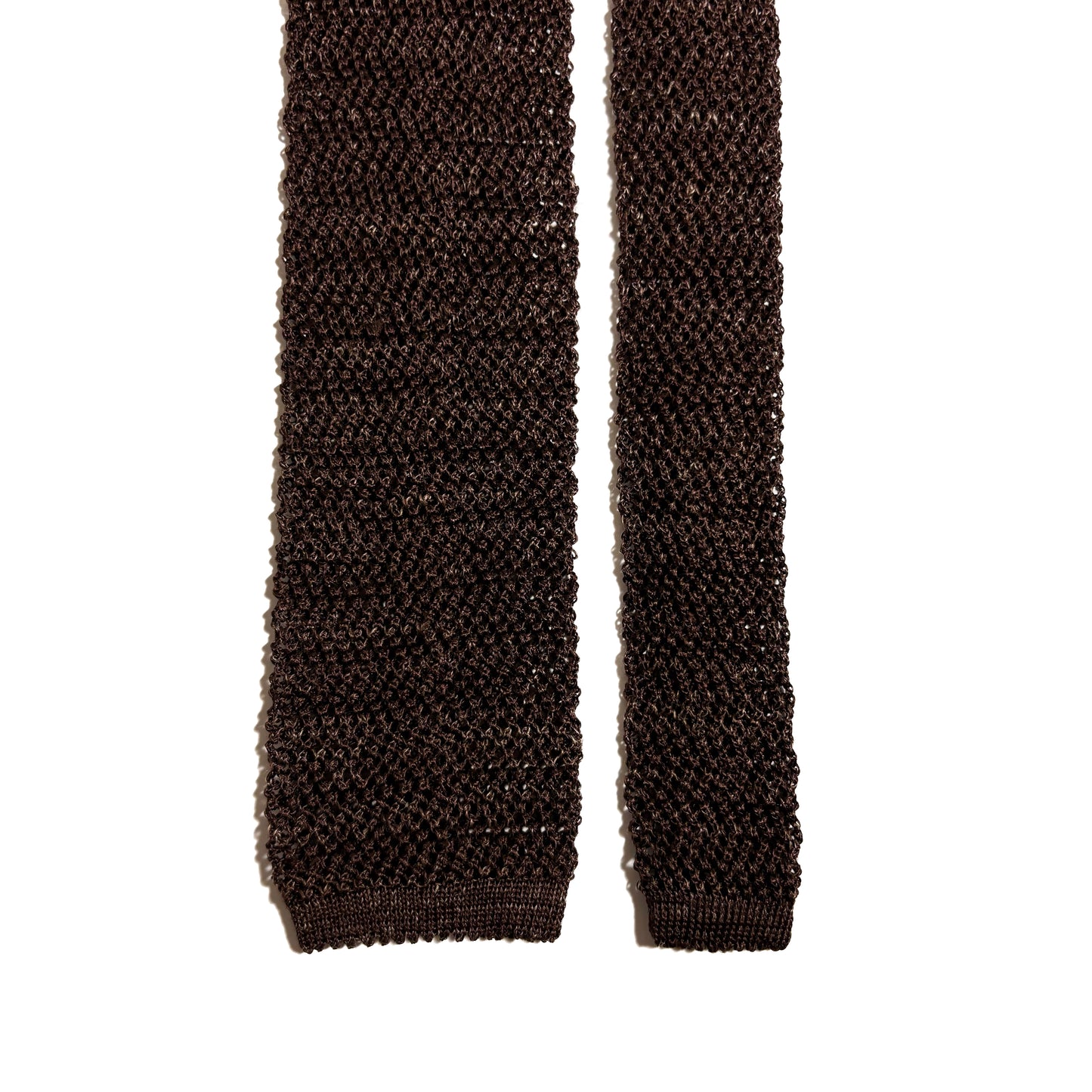 Zig-Zag Brown Silk/Linen Knitted Tie
