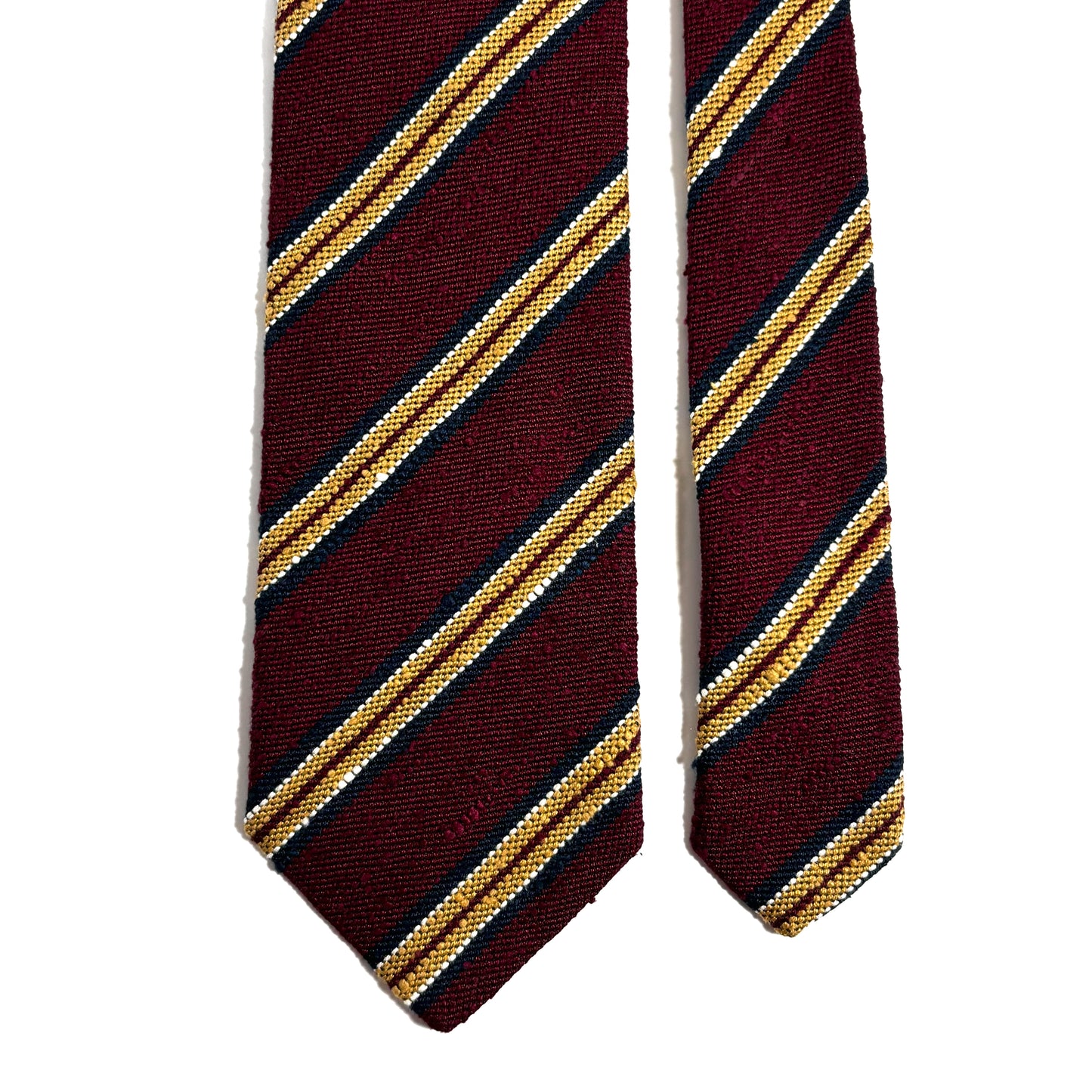 Burgundy & Gold Striped Silk Shantung Tie