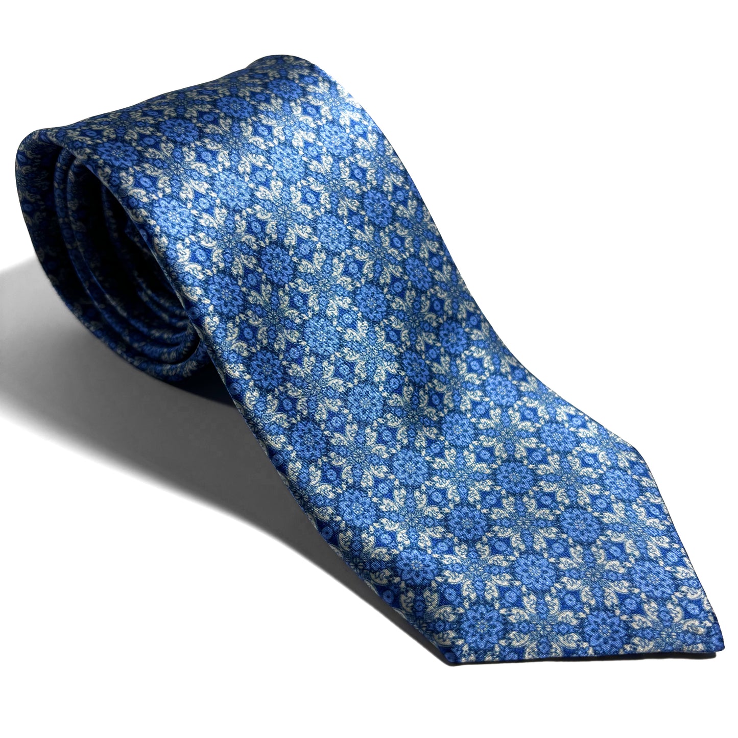 Light Blue Floral Silk Satin Tie