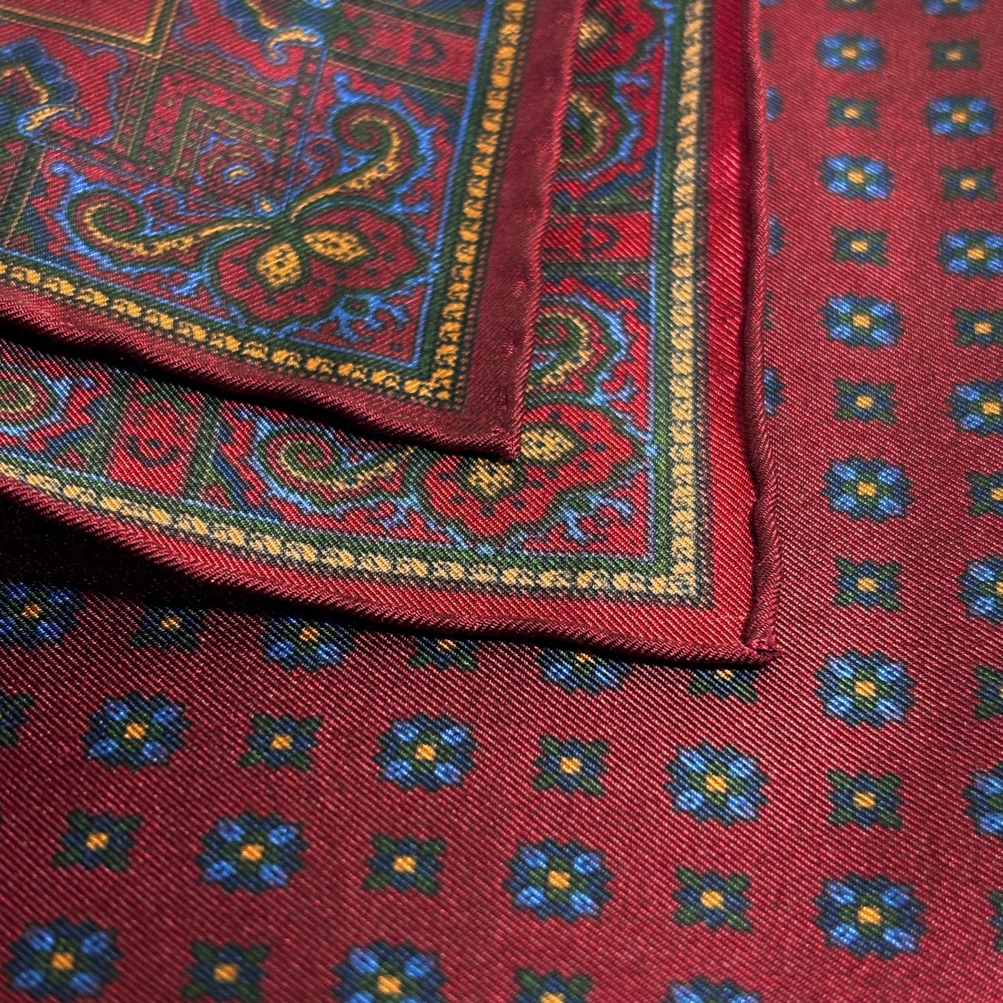 Burgundy Floral Ancient Madder Silk Pocket Square