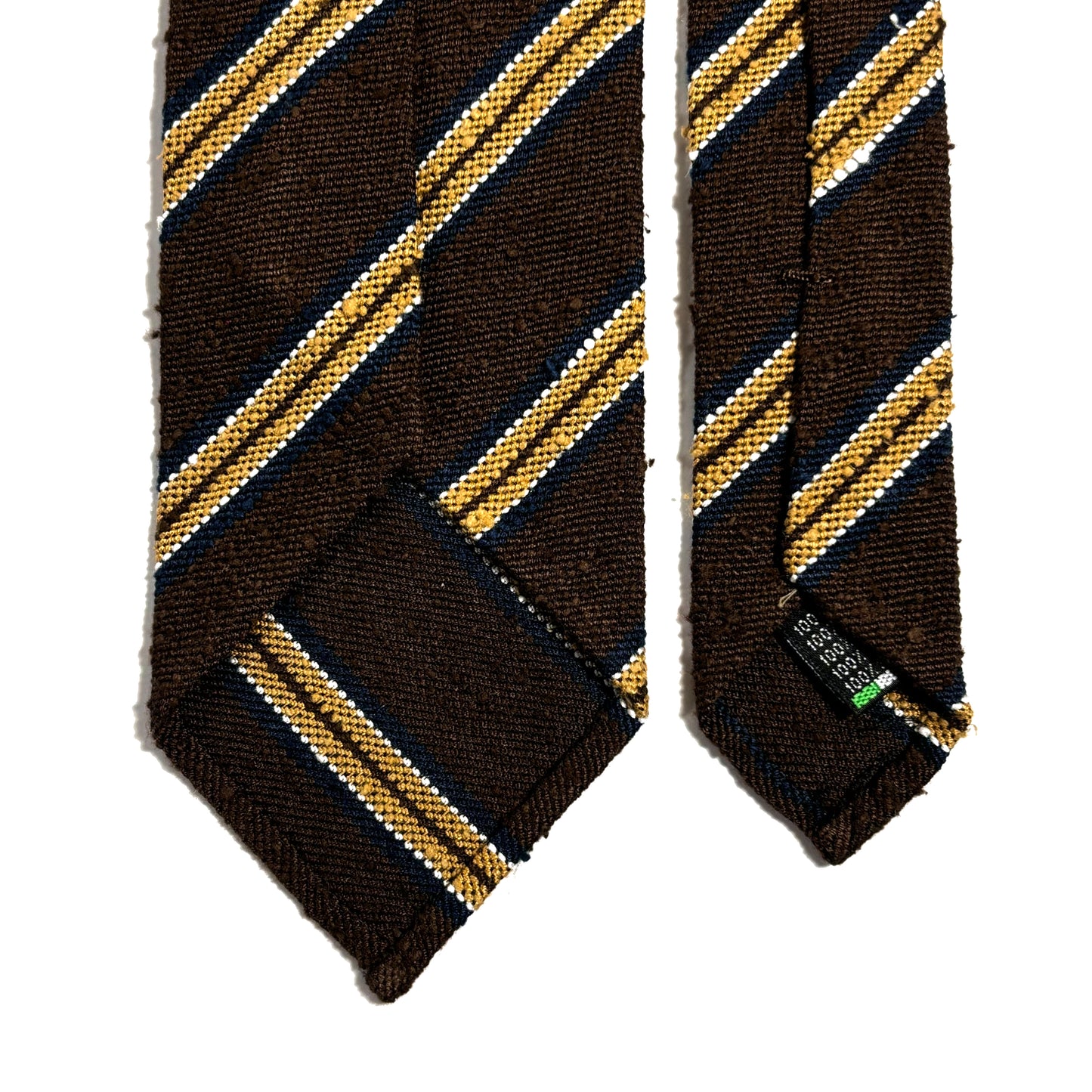 Dark Brown & Gold Stripe Untipped Silk Shantung Tie