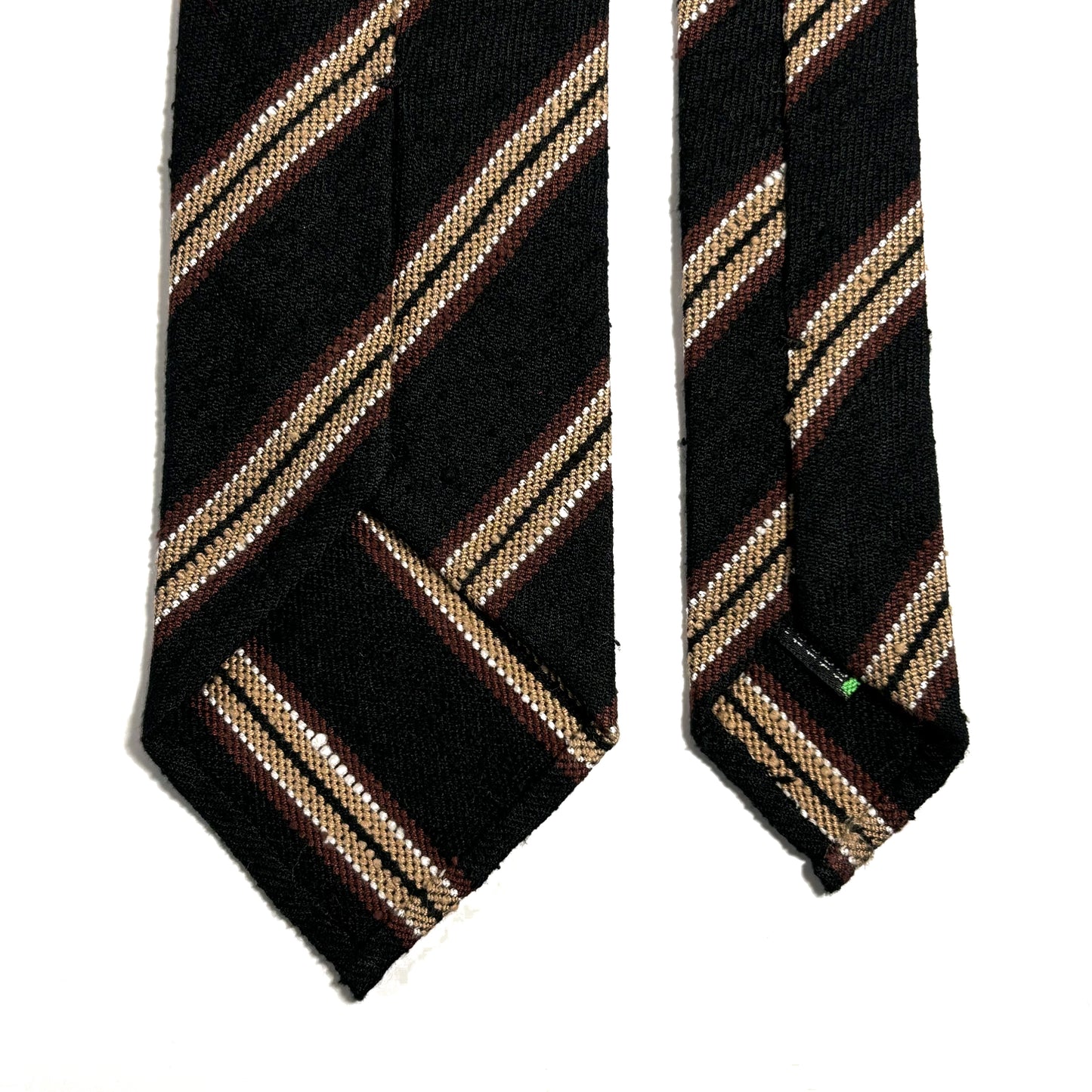 Black Stripe Untipped Silk Shantung Tie