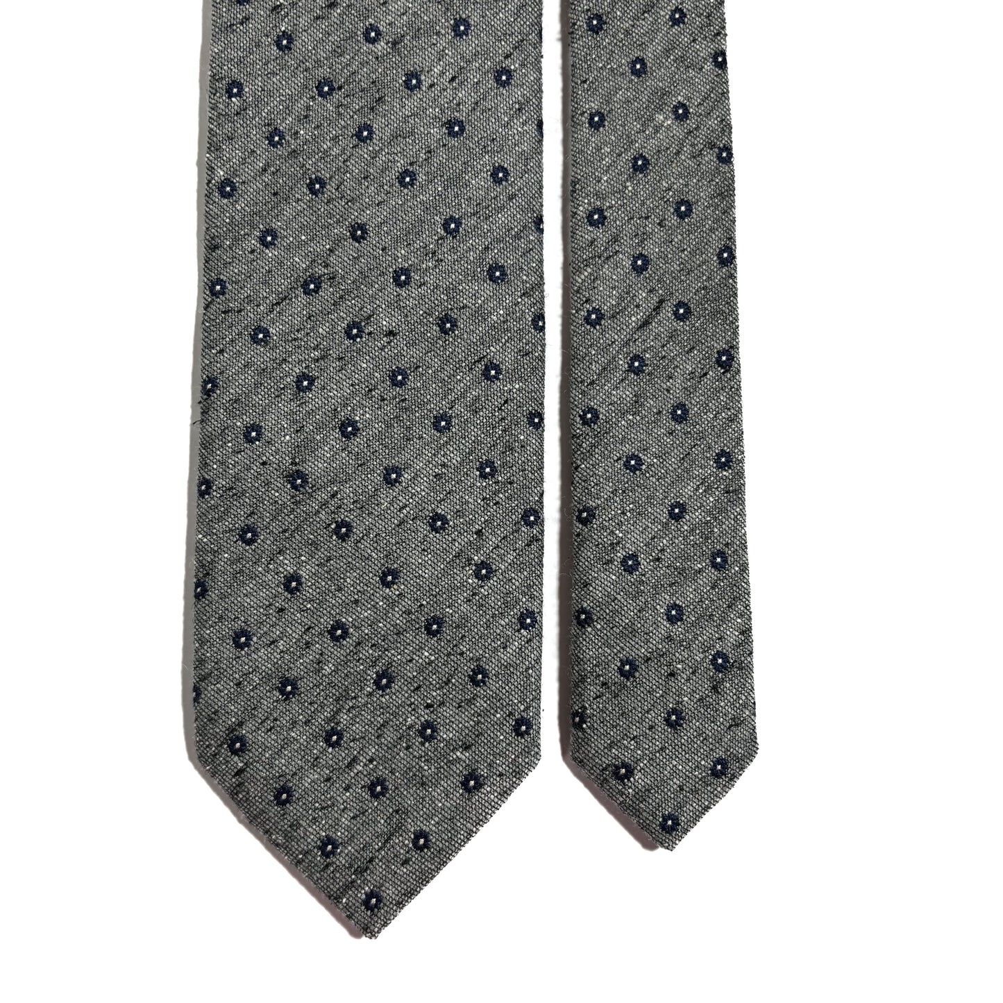 Gray Floral Wool/Silk Tie Handmade in Italy