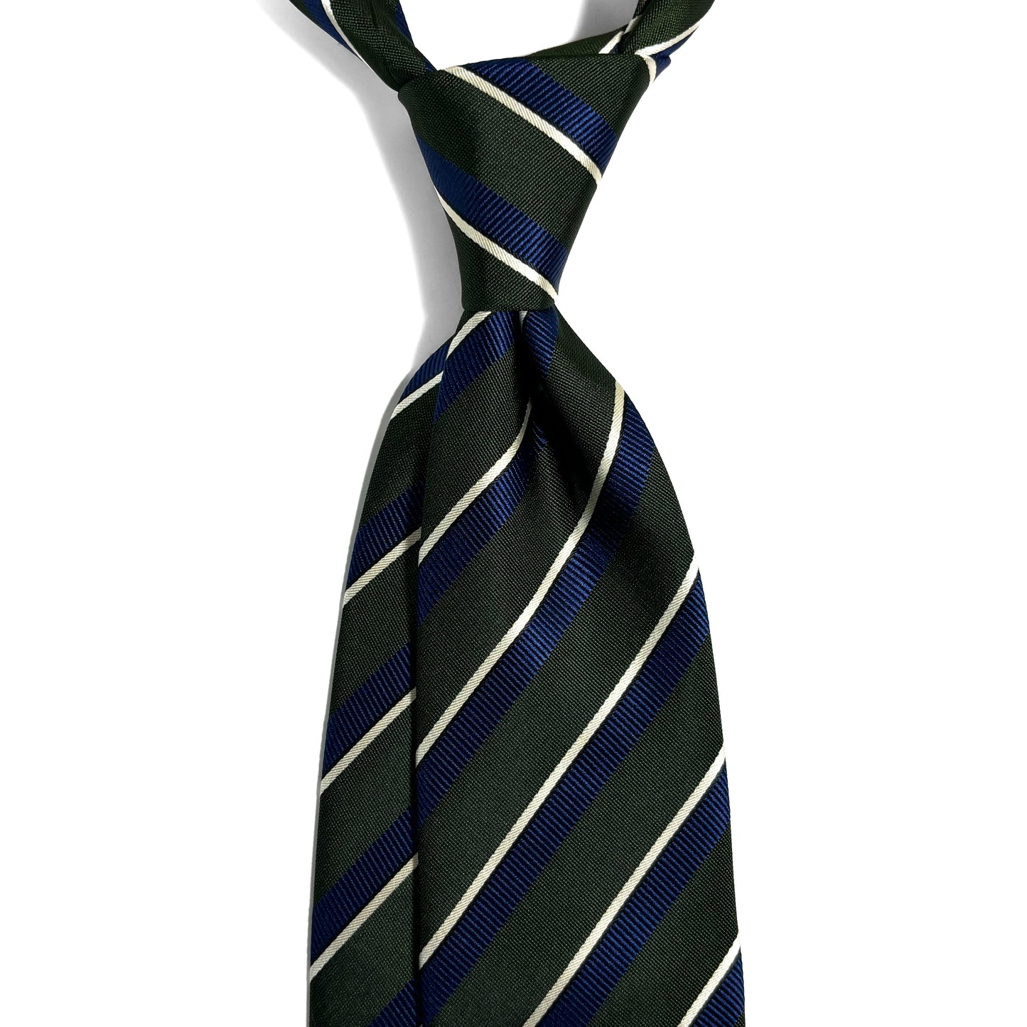 Green & Blue Striped Silk Jacquard Tie
