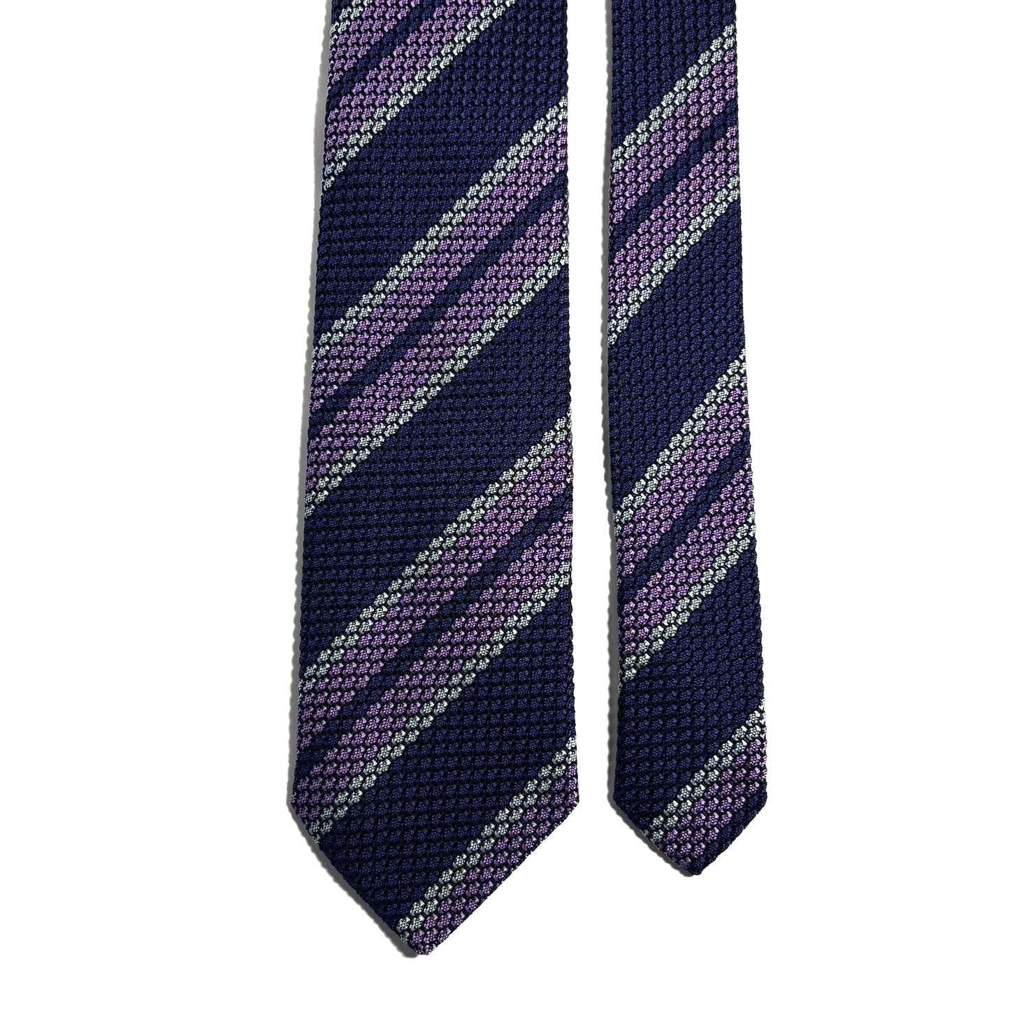 Purple & Lilac Striped Silk Grenadine Tie (Garza Grossa)