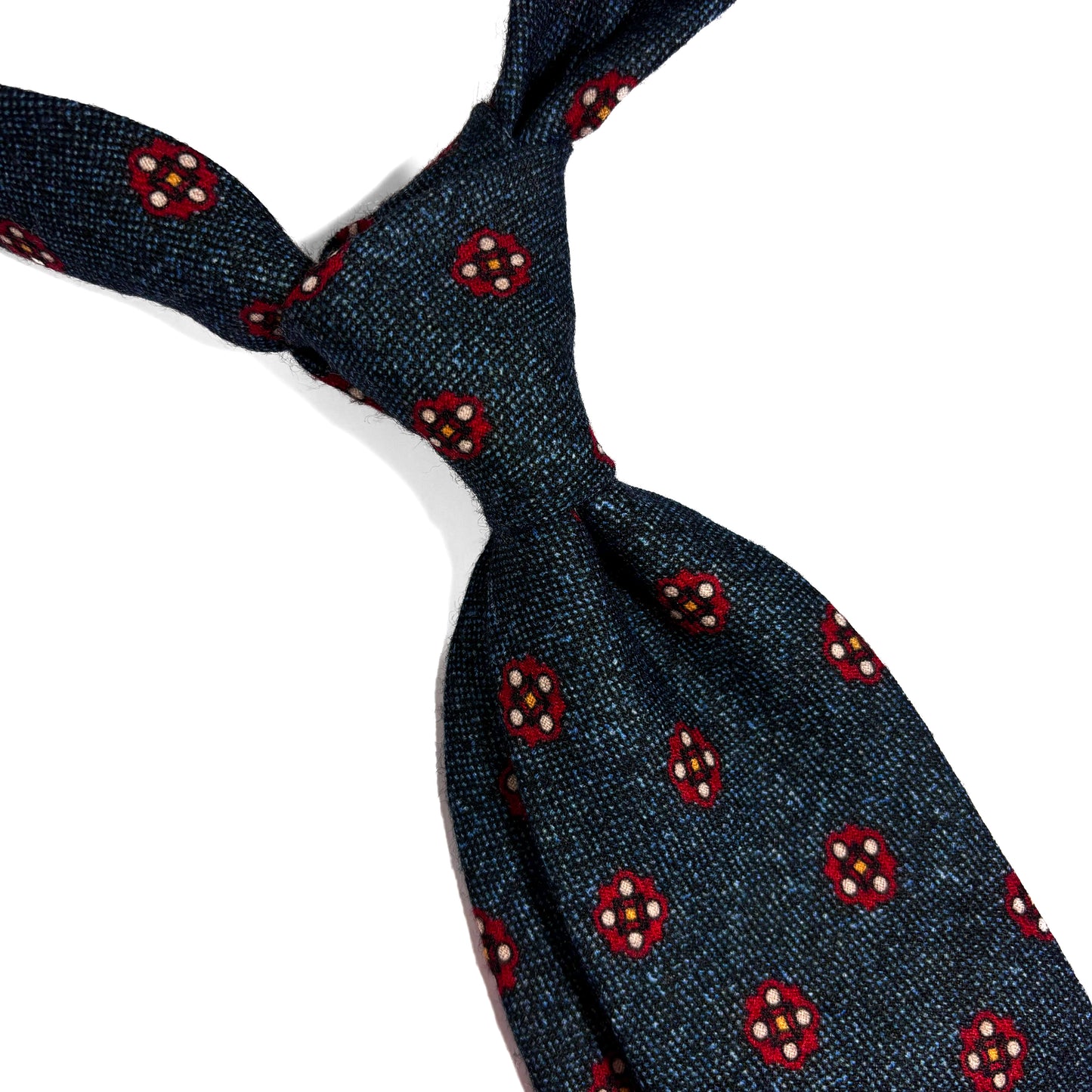 Charcoal Blue Geometric Printed Wool Flannel Tie