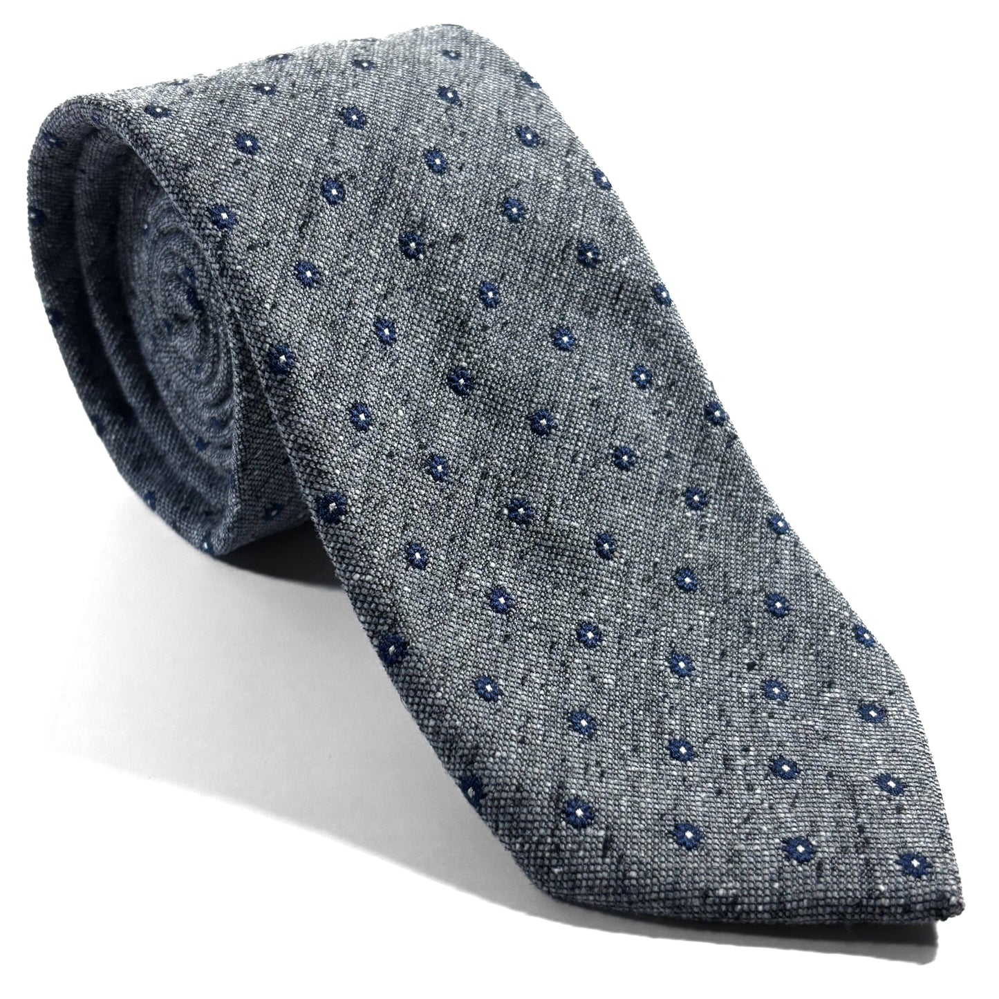 Gray Floral Wool/Silk Tie Handmade in Italy