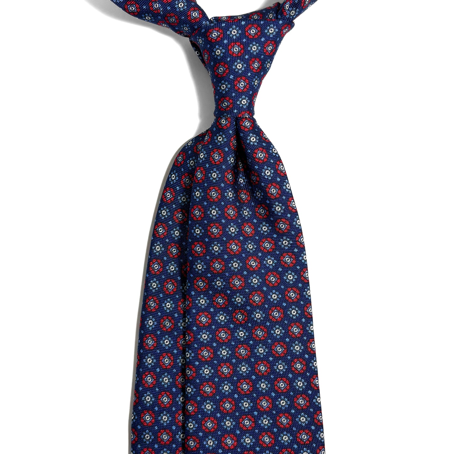 Navy Blue & Red Silk Hopsack Tie (Handmade in Italy)