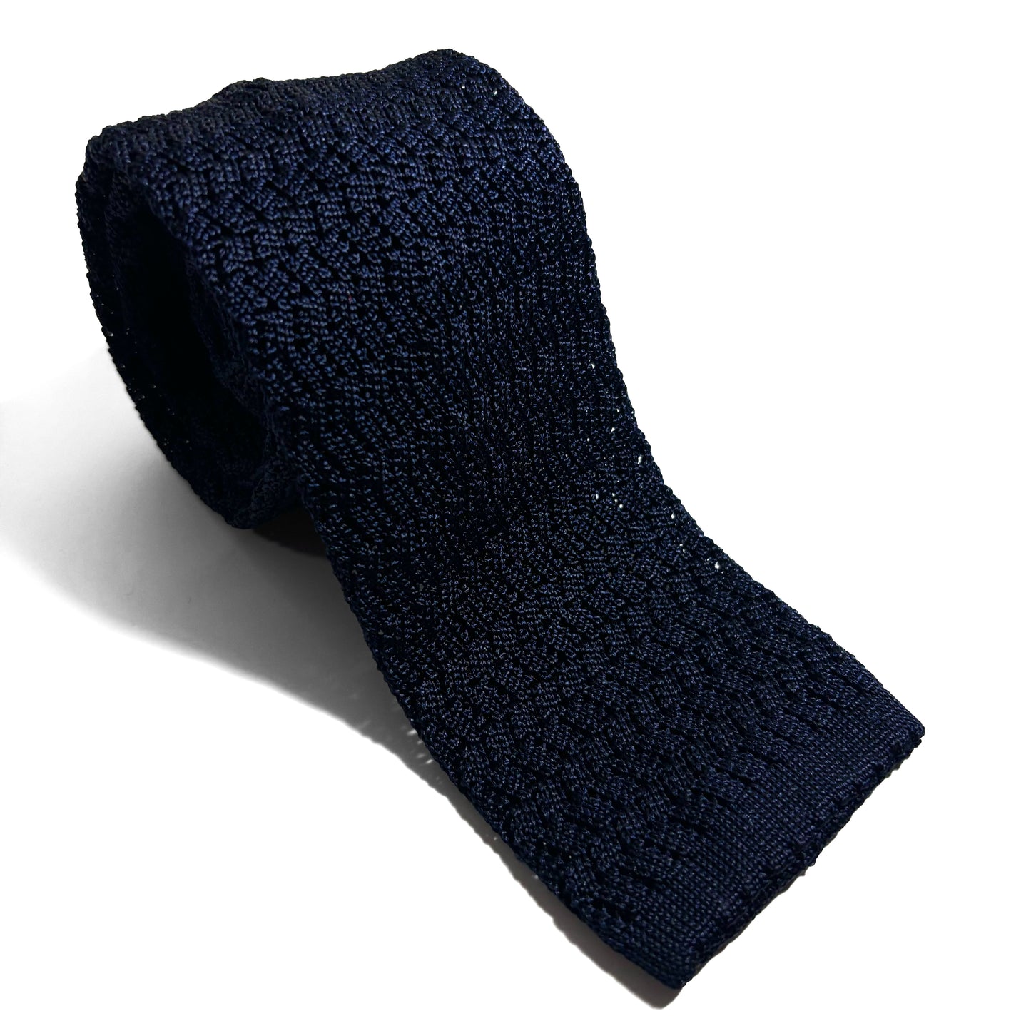 Zig-Zag Navy Blue Silk Knitted Tie