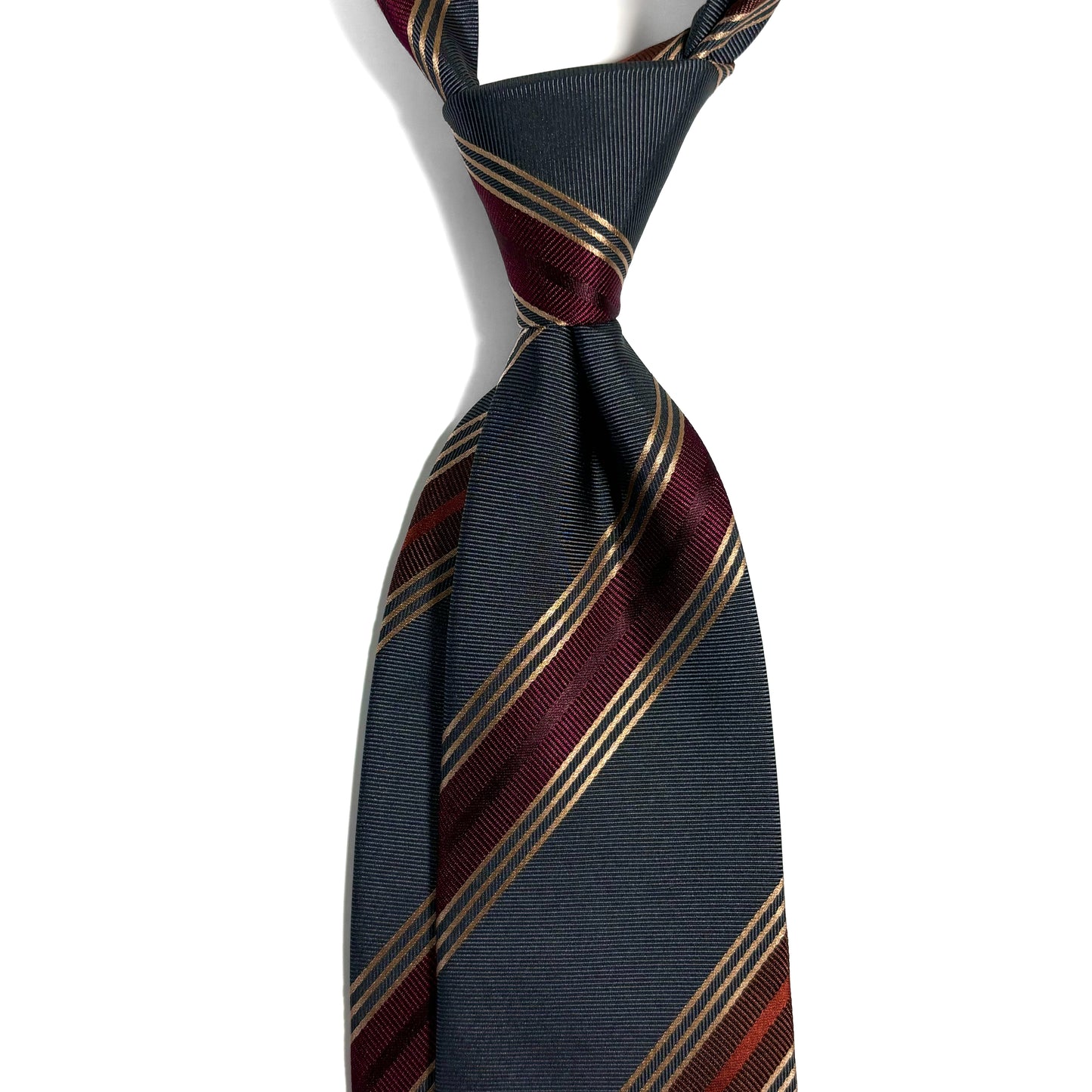 Gray & Burgundy/Copper Striped Silk Jacquard Tie