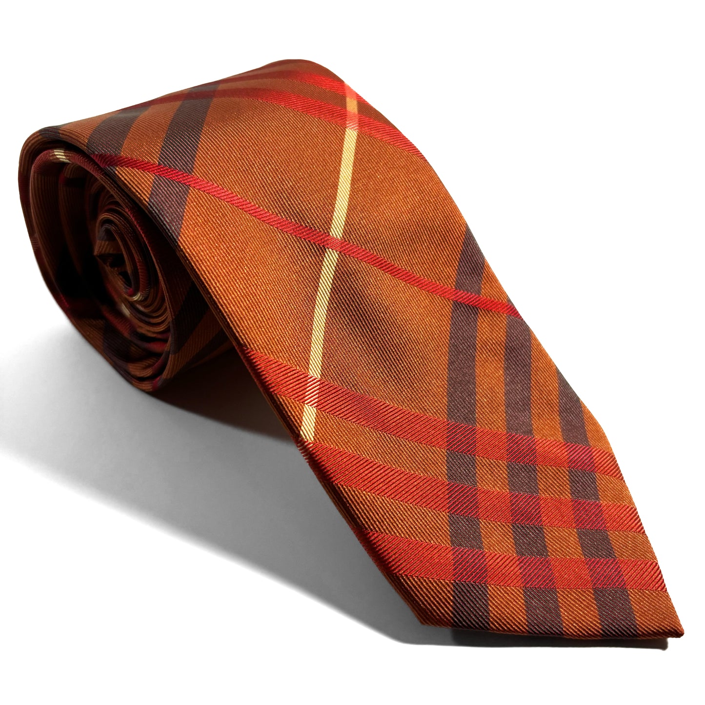 Copper Orange Tartan Silk Jacquard Tie