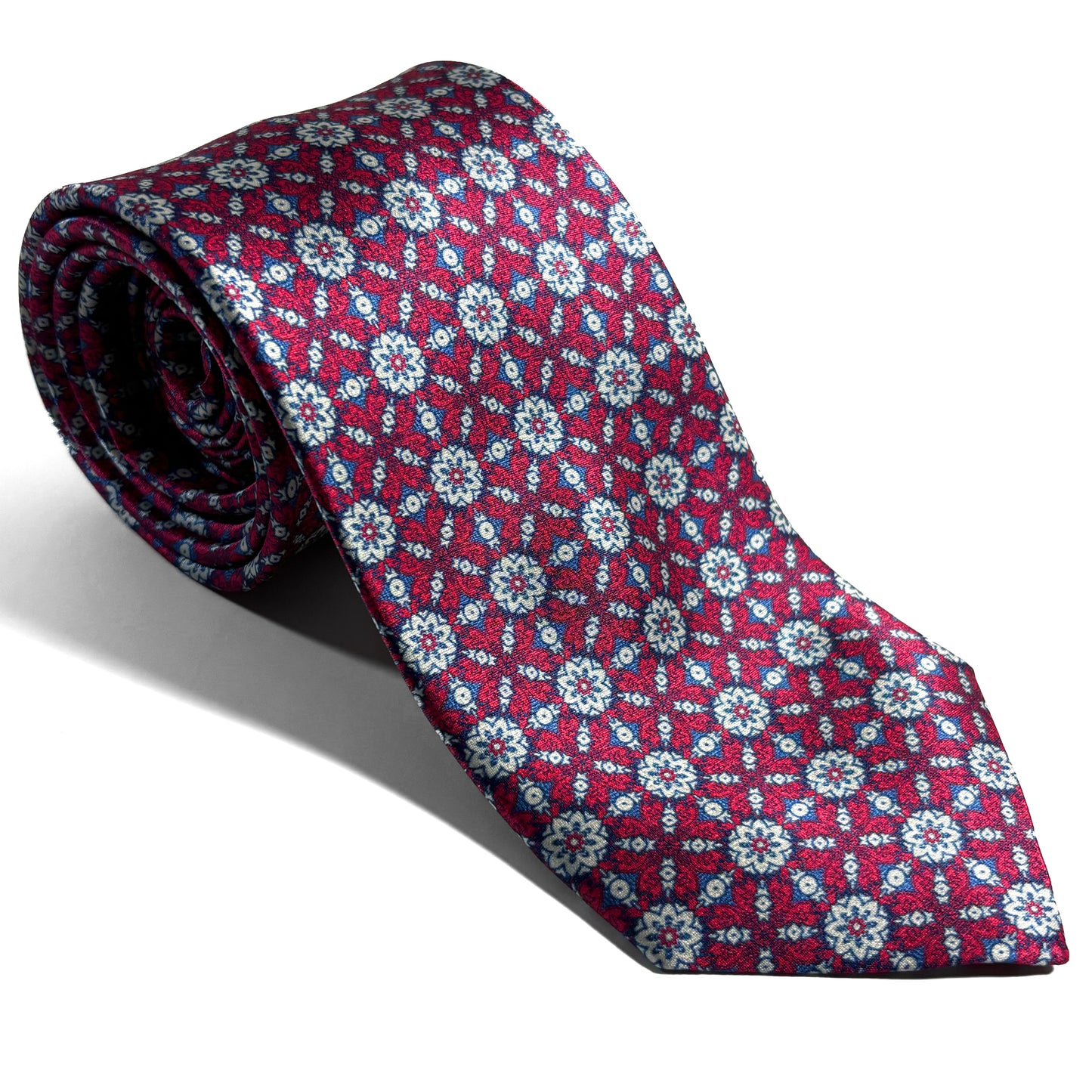 Wine Red Floral Silk Satin Tie