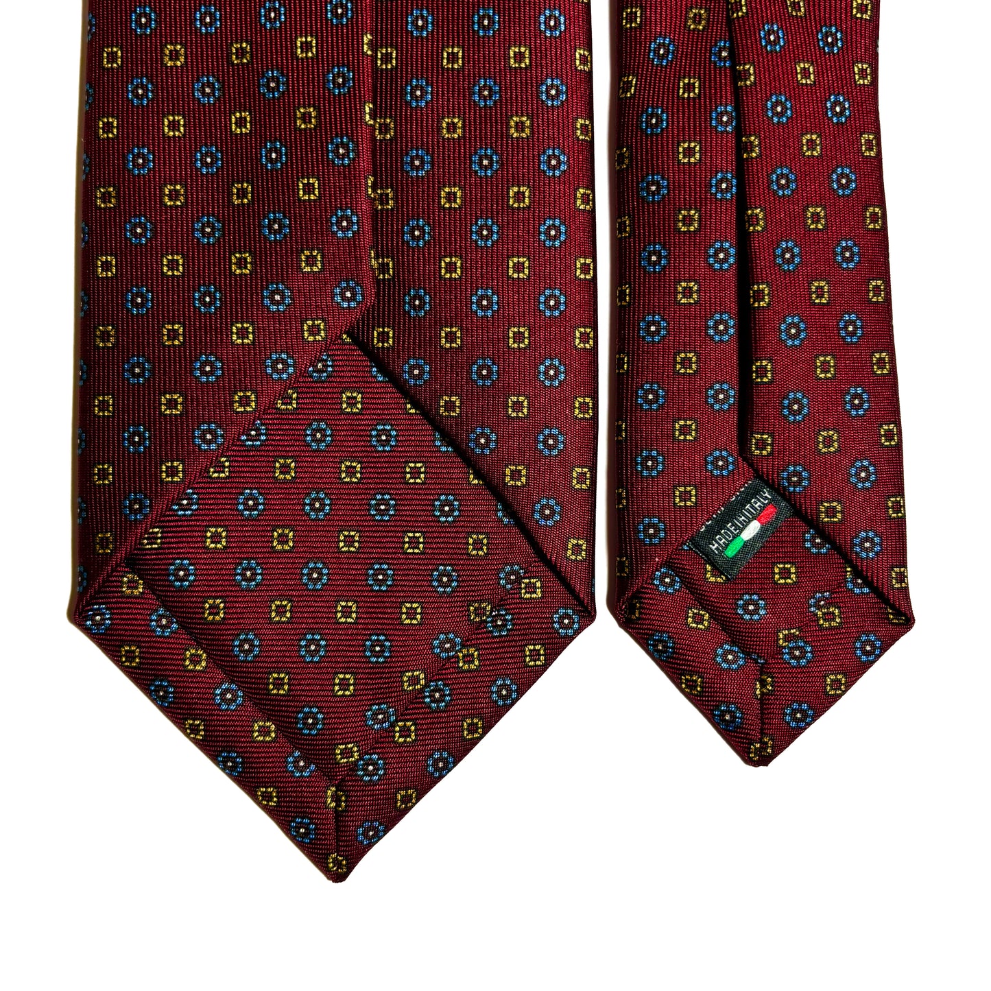 7 Fold Burgundy Floral Printed Silk Twill Tie