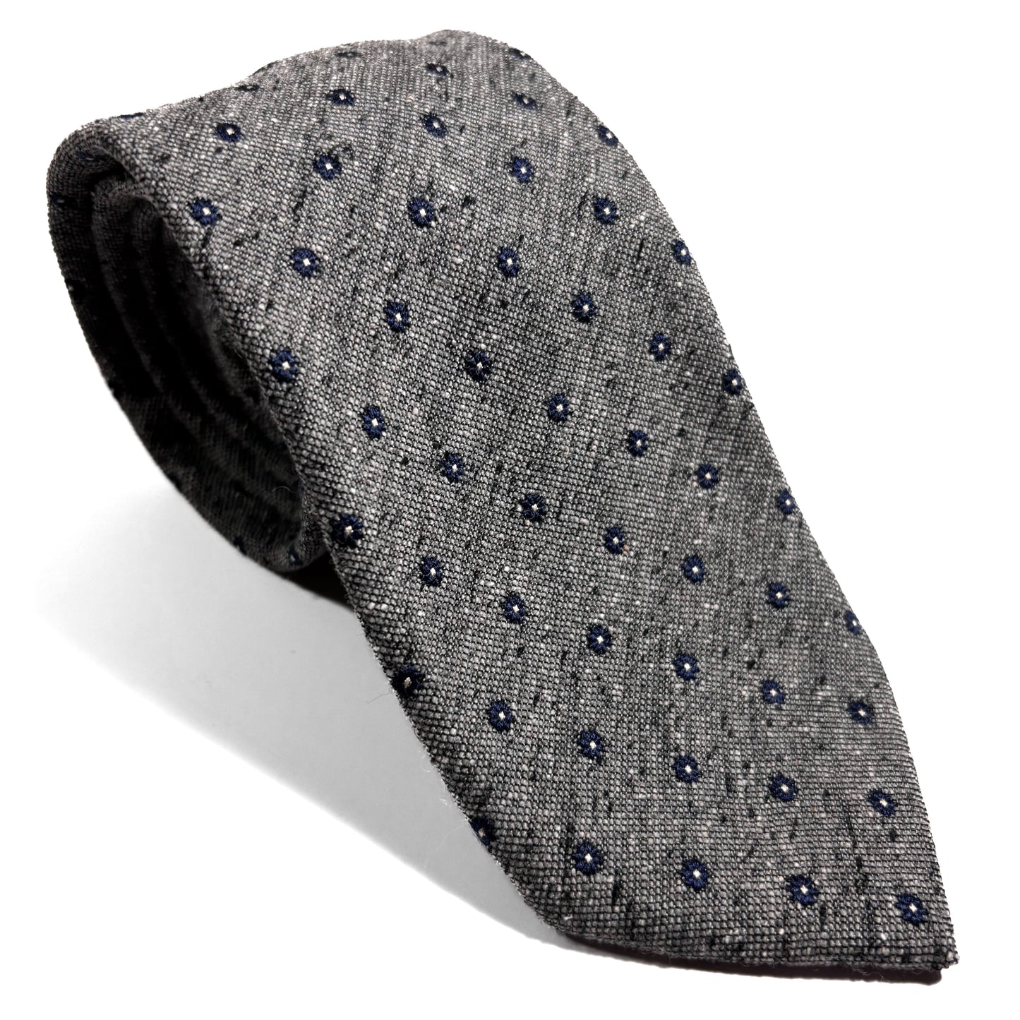 Gray Floral Wool/Silk Tie Handmade in Italy