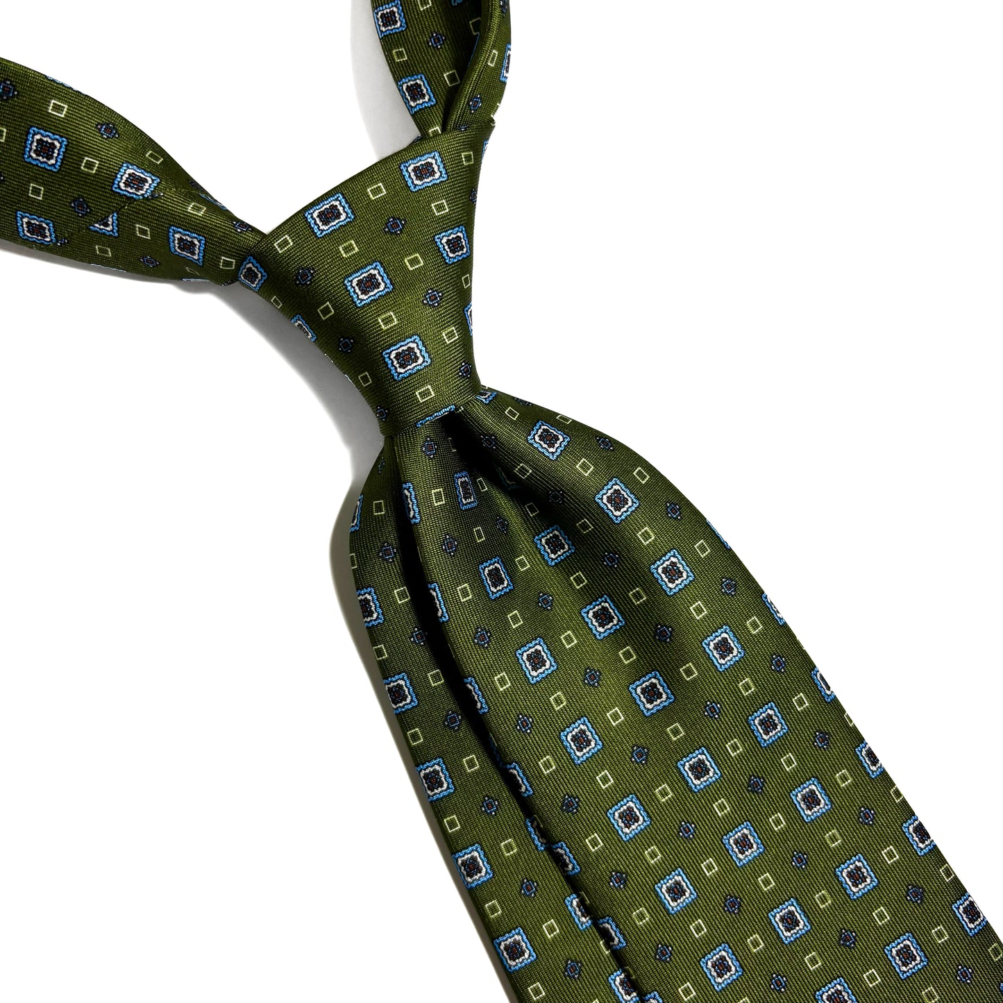 Olive Green Geometric Silk Tie