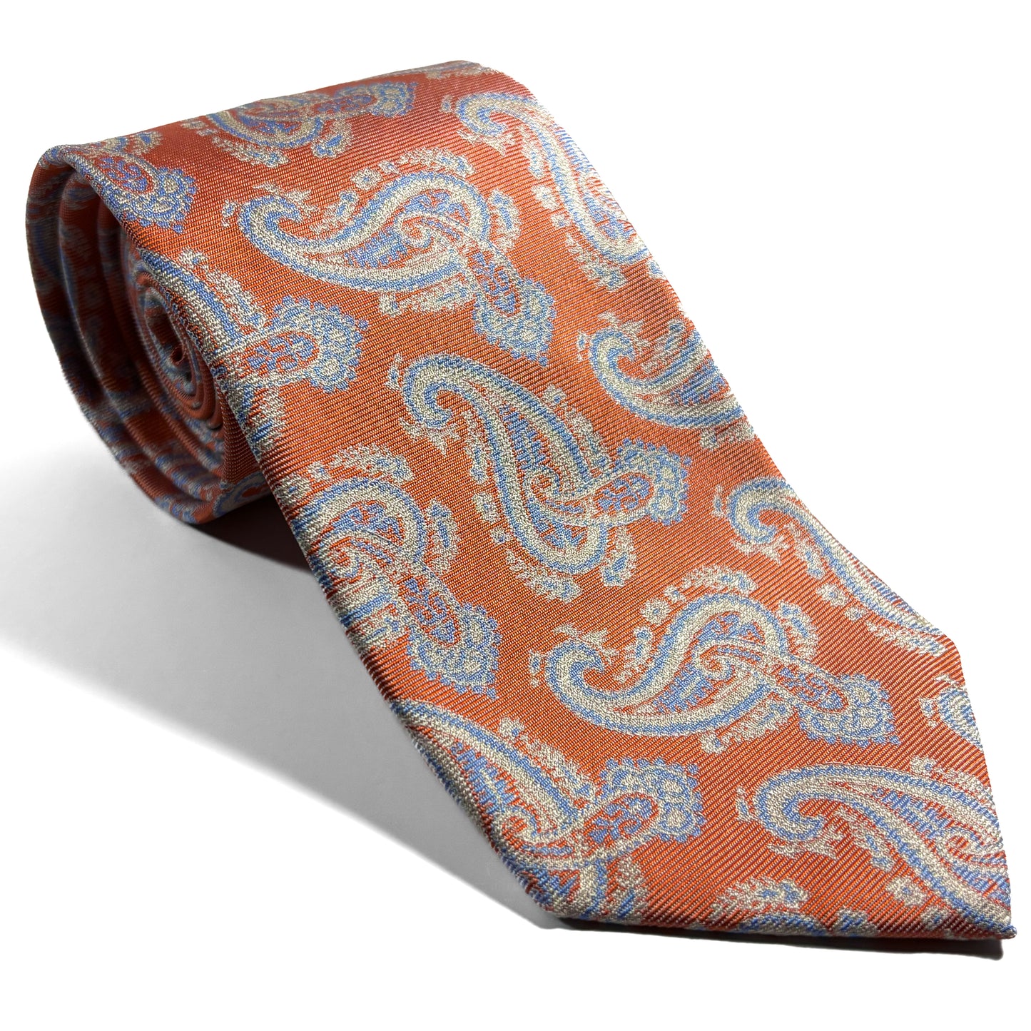 Orange Paisley Silk Jacquard Tie